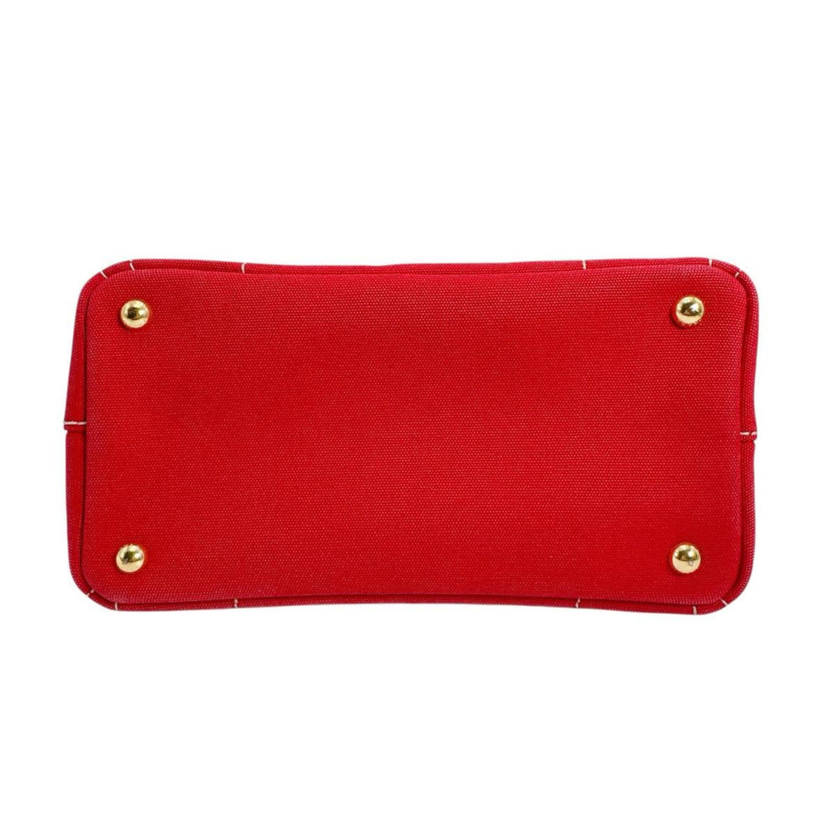 Prada Red Color Canvas Tote Bag (Pre-Owned)