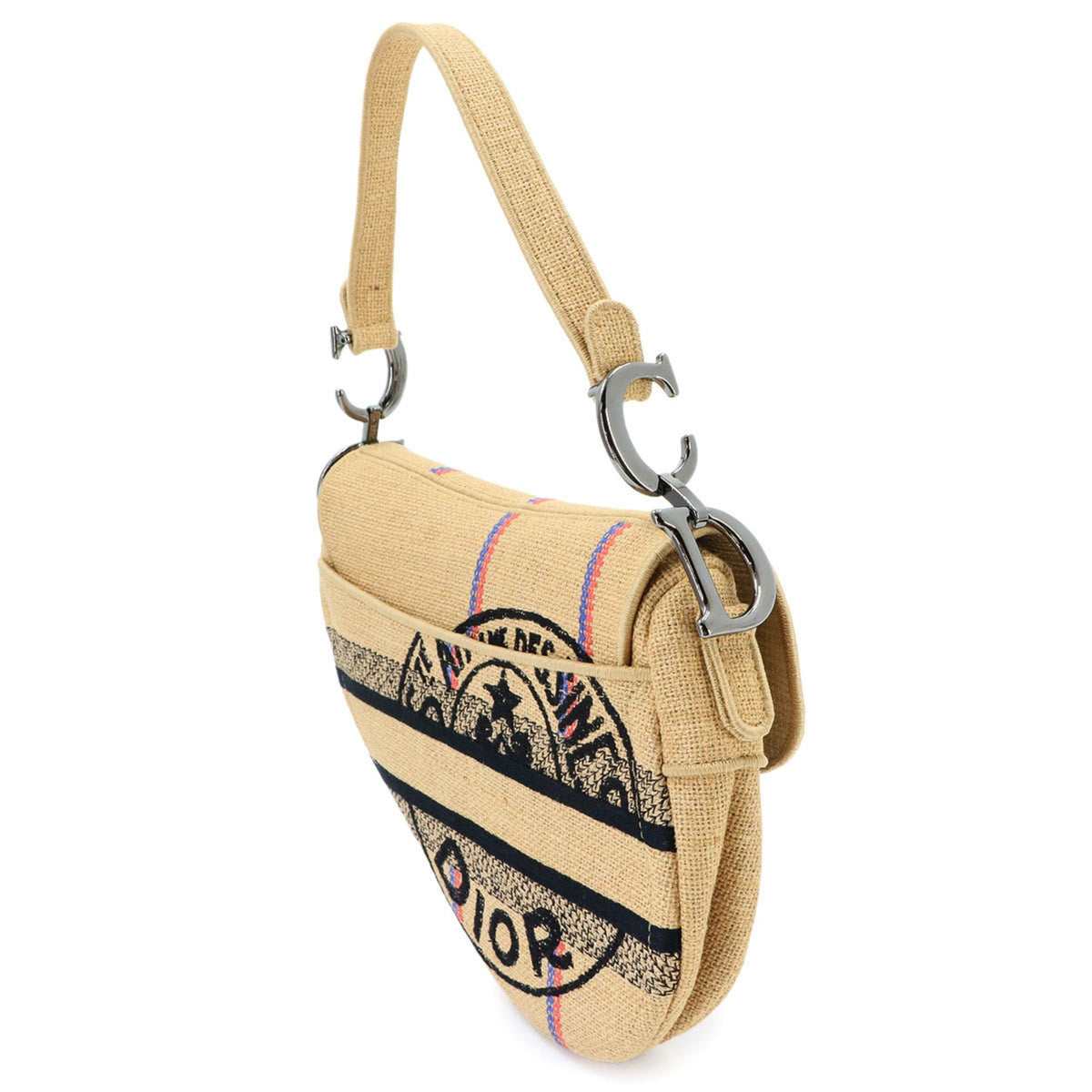 Christian Dior Beige Canvas Handbag Saddle Bag Shoulder Bag (Pre-Owned)