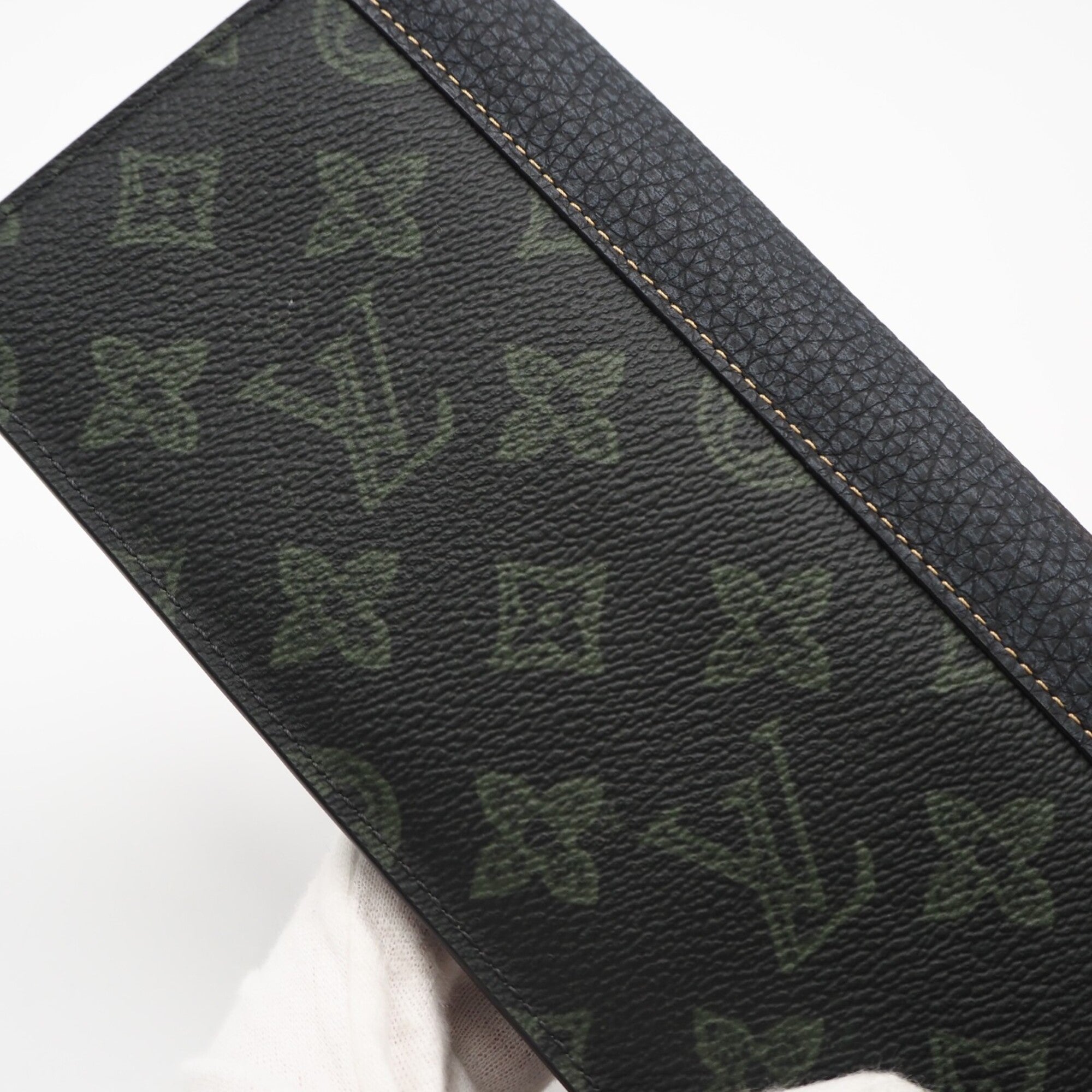 Louis Vuitton Monogram Brown Green Navy Coated Canvas Leather Long Wallet (Bi-Fold) (Pre-Owned)
