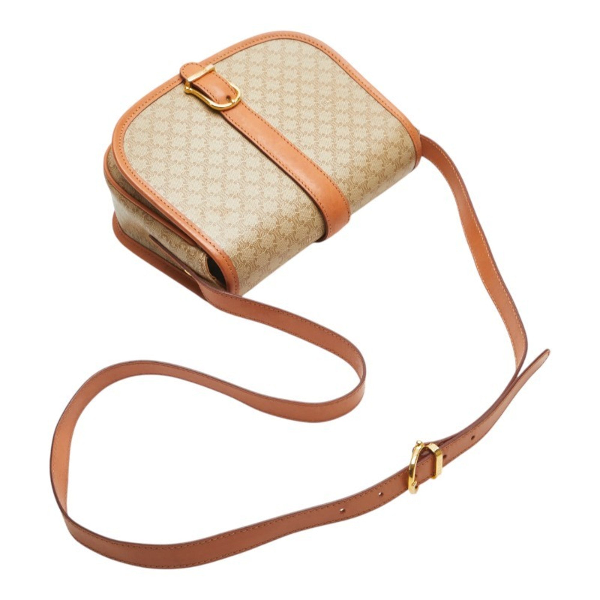 Celine Macadam Beige Brown Pvc Leather Shoulder Bag (Pre-Owned)
