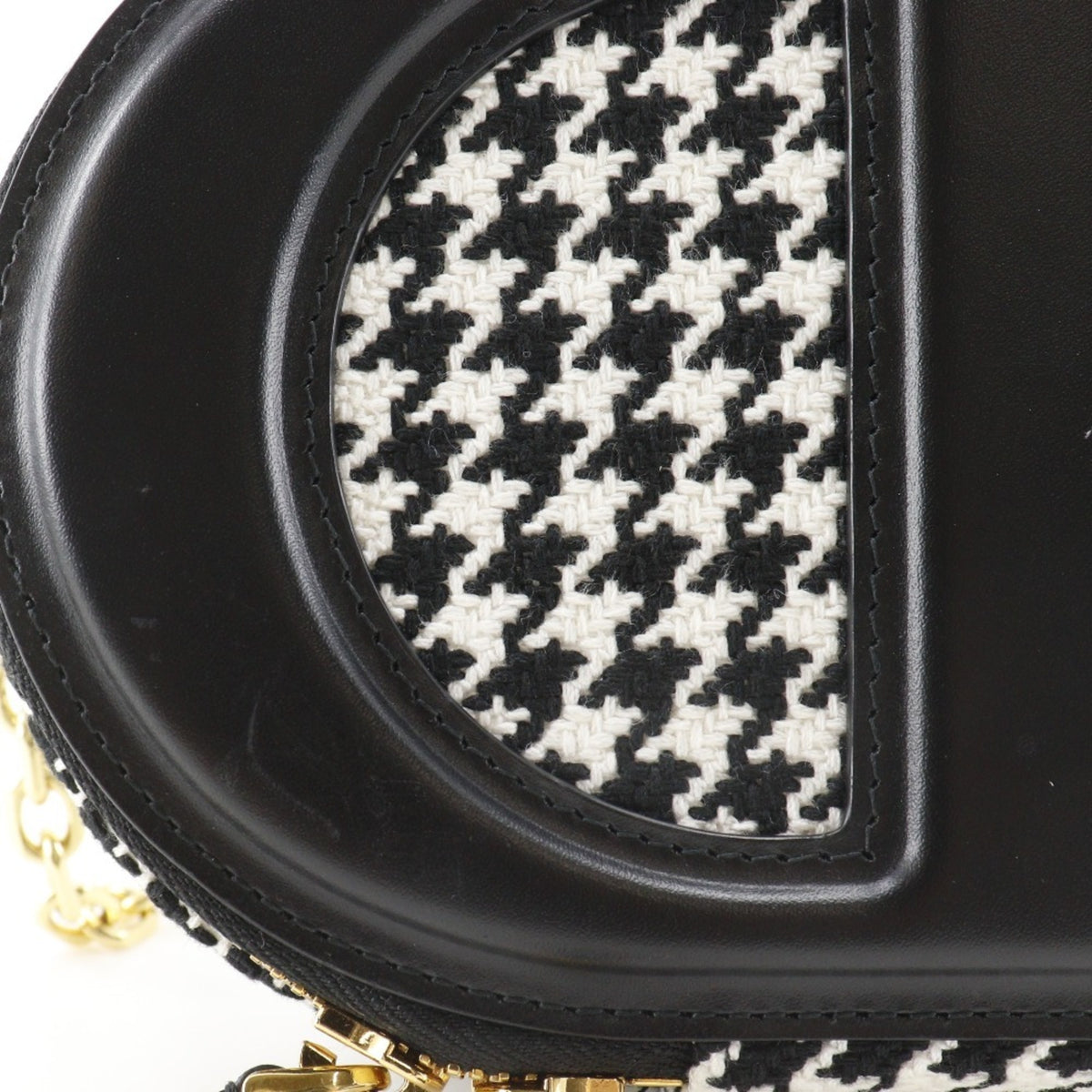 Christian Dior Black White Canvas Leather Shoulder Bag (Pre-Owned)