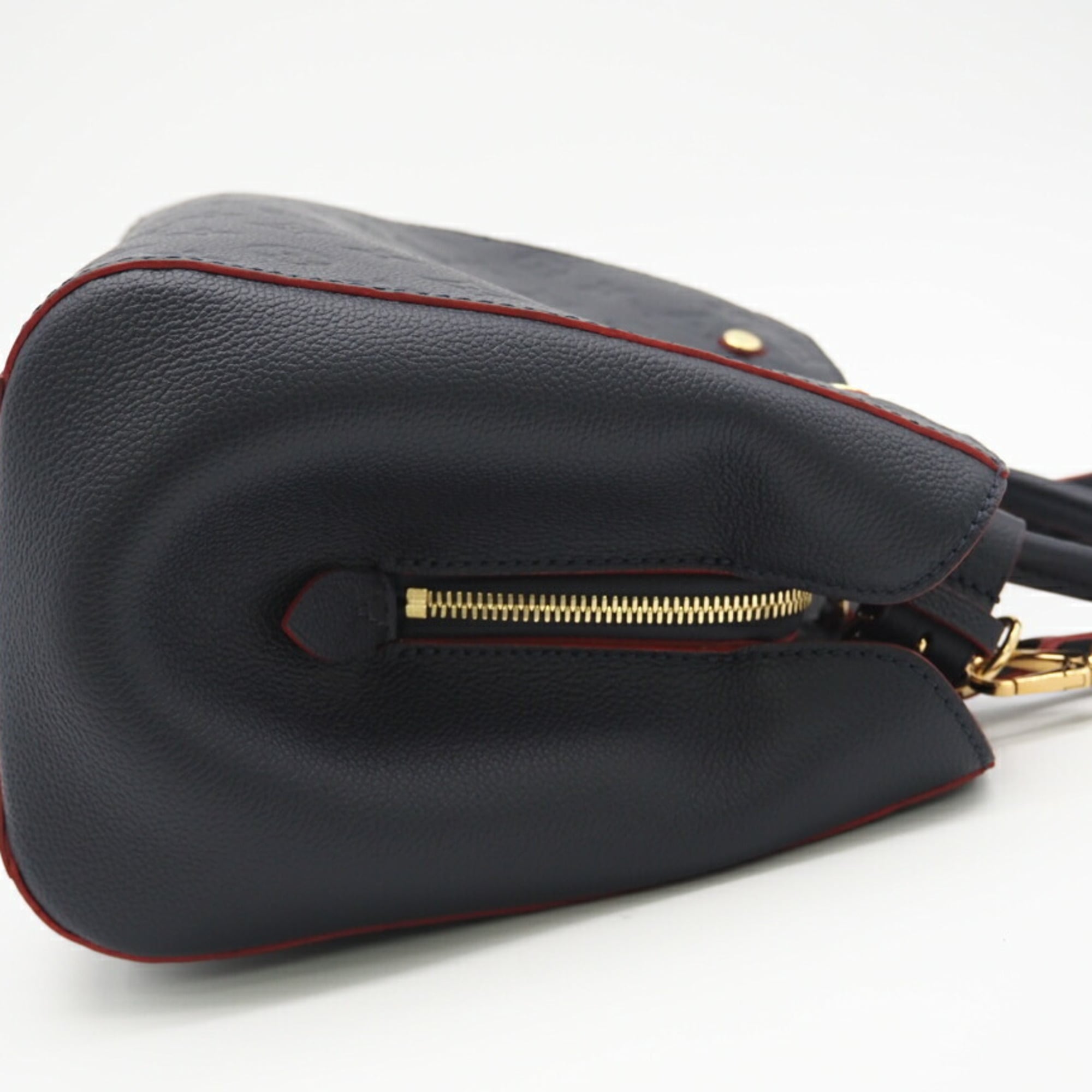Louis Vuitton Navy Red Color Leather Shoulder Bag (Pre-Owned)