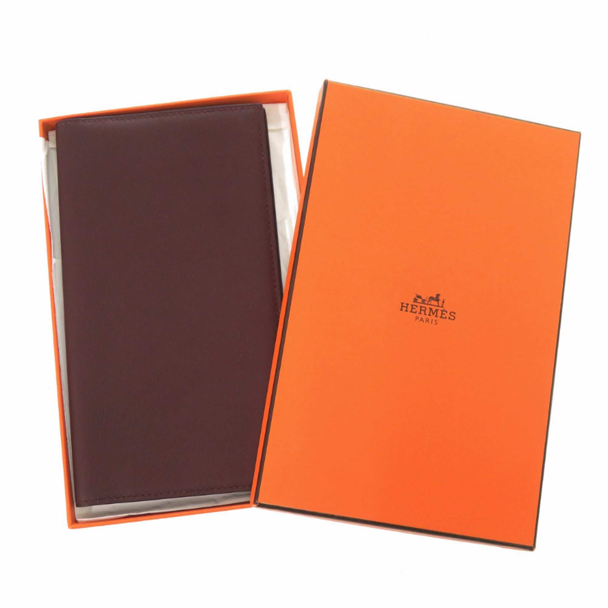 Hermes Prune Swift Leather Long Wallet (Bi-Fold) (Pre-Owned)