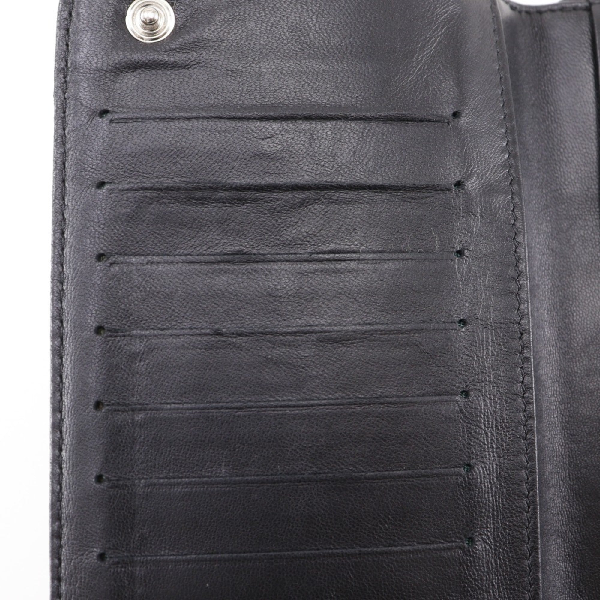 Chanel Matelasse Black Leather Long Wallet (Bi-Fold) (Pre-Owned)