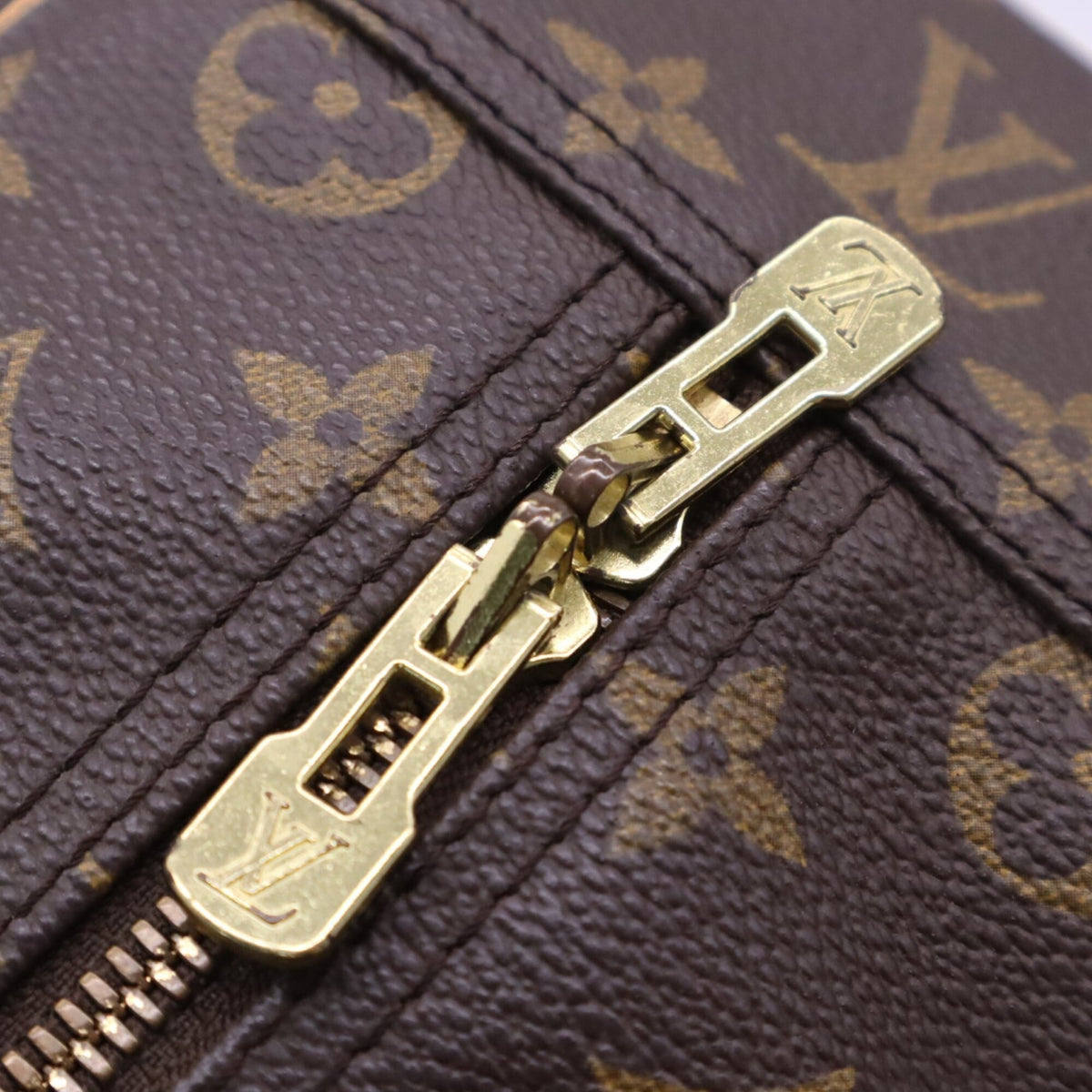 Louis Vuitton Beige Brown Coated Canvas Leather Handbag (Pre-Owned)