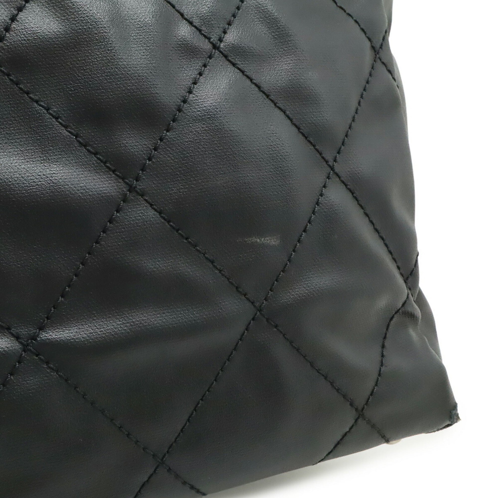 Chanel Black Coated Canvas Leather Shoulder Bag Tote Bag (Pre-Owned)