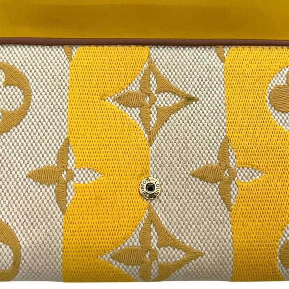 Louis Vuitton Beige Brown Yellow Canvas Leather Long Wallet (Bi-Fold) (Pre-Owned)