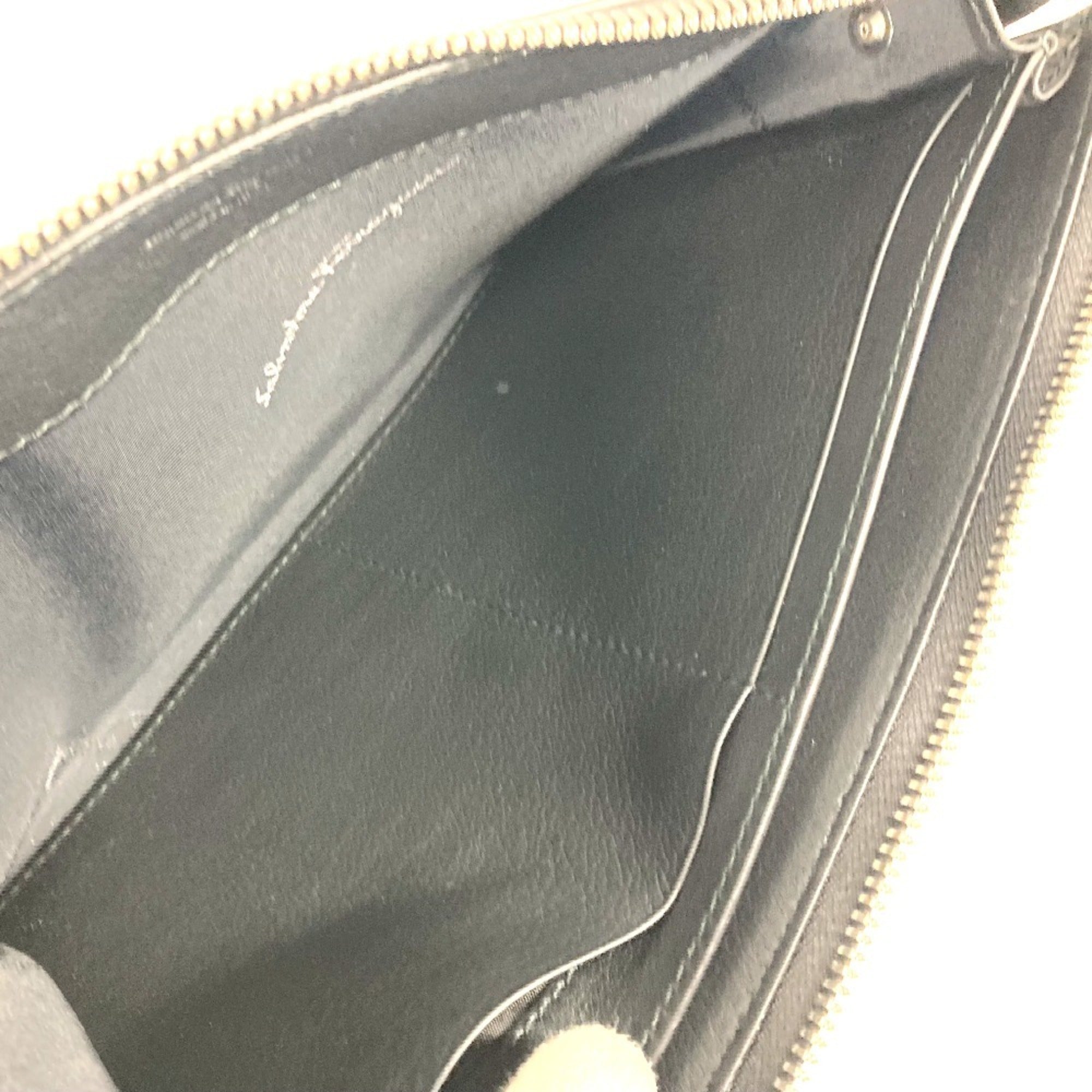 Salvatore Ferragamo Black Red Color Leather Clutch Bag Pouch (Pre-Owned)
