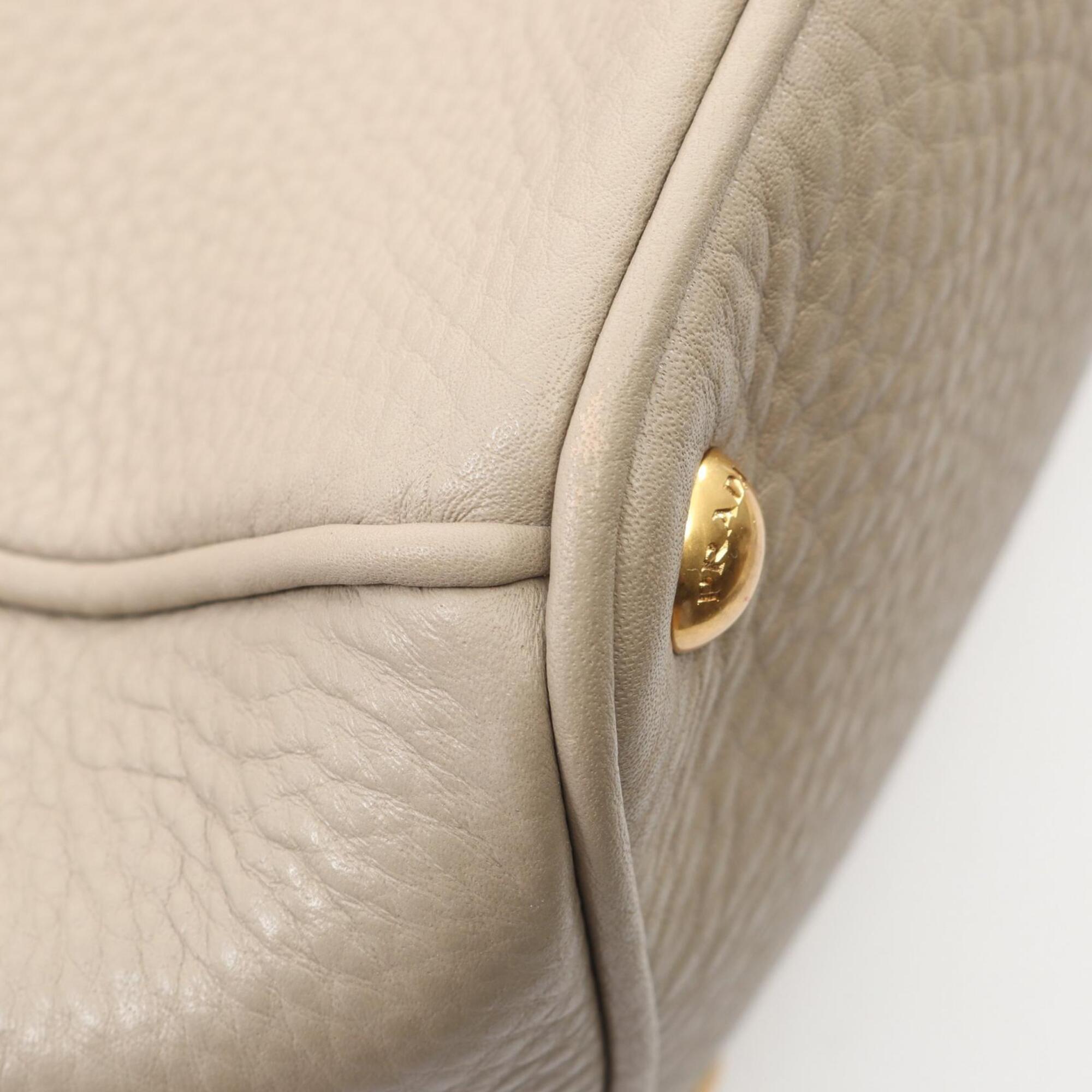 Prada Beige Leather Handbag Tote Bag (Pre-Owned)