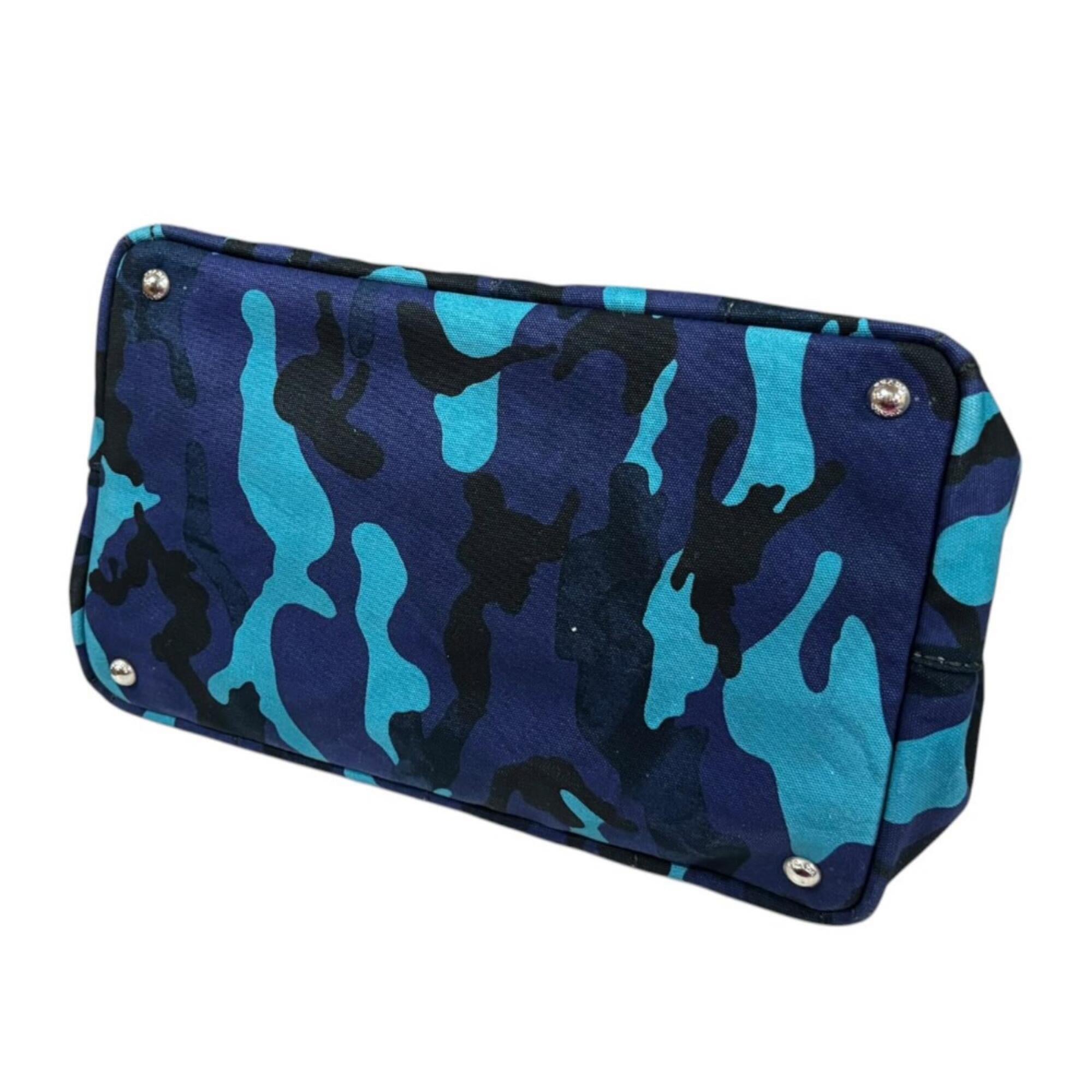 Prada Blue Camouflage Royal Canvas Handbag Shoulder Bag (Pre-Owned)