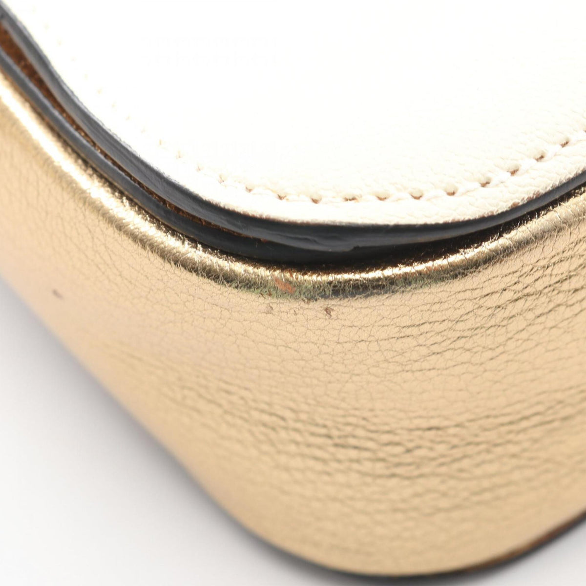 Miu Miu Gold White Leather Handbag (Pre-Owned)
