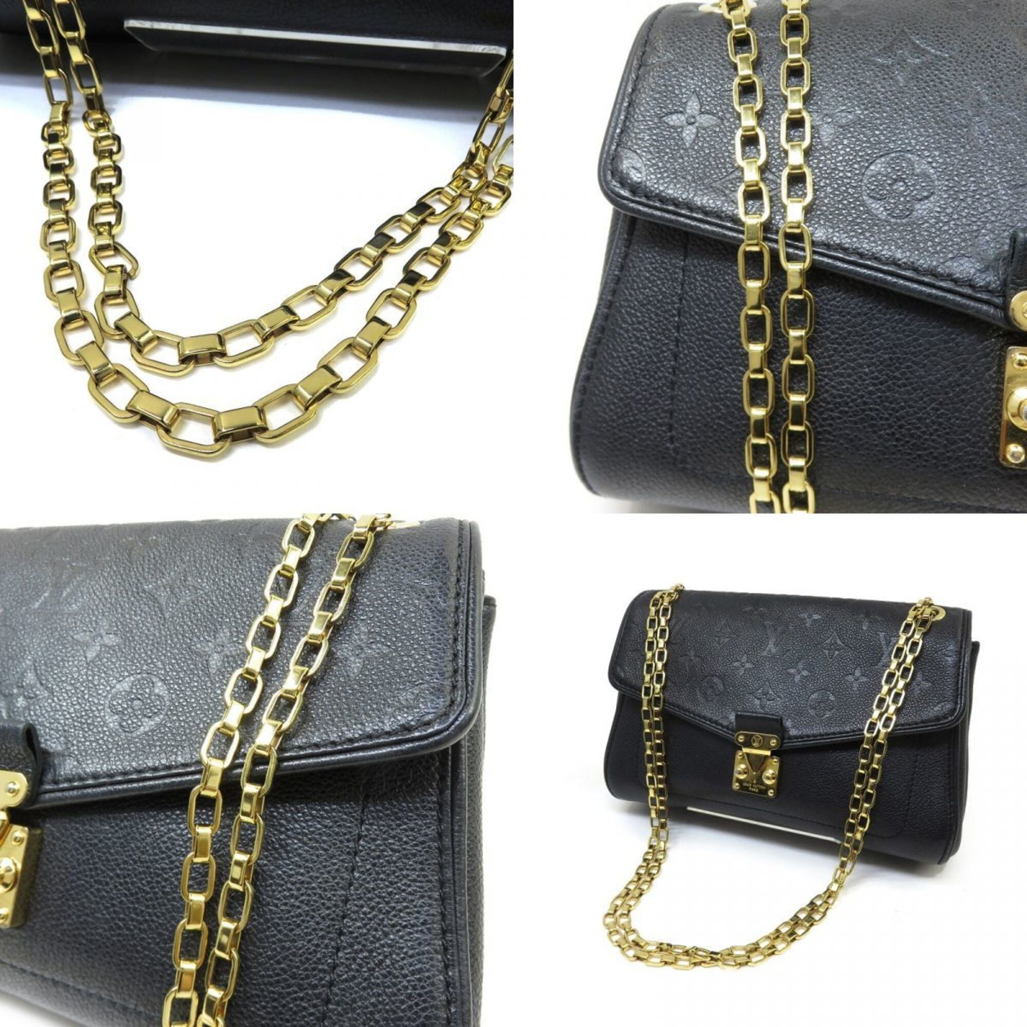 Louis Vuitton Noir Leather Shoulder Bag (Pre-Owned)