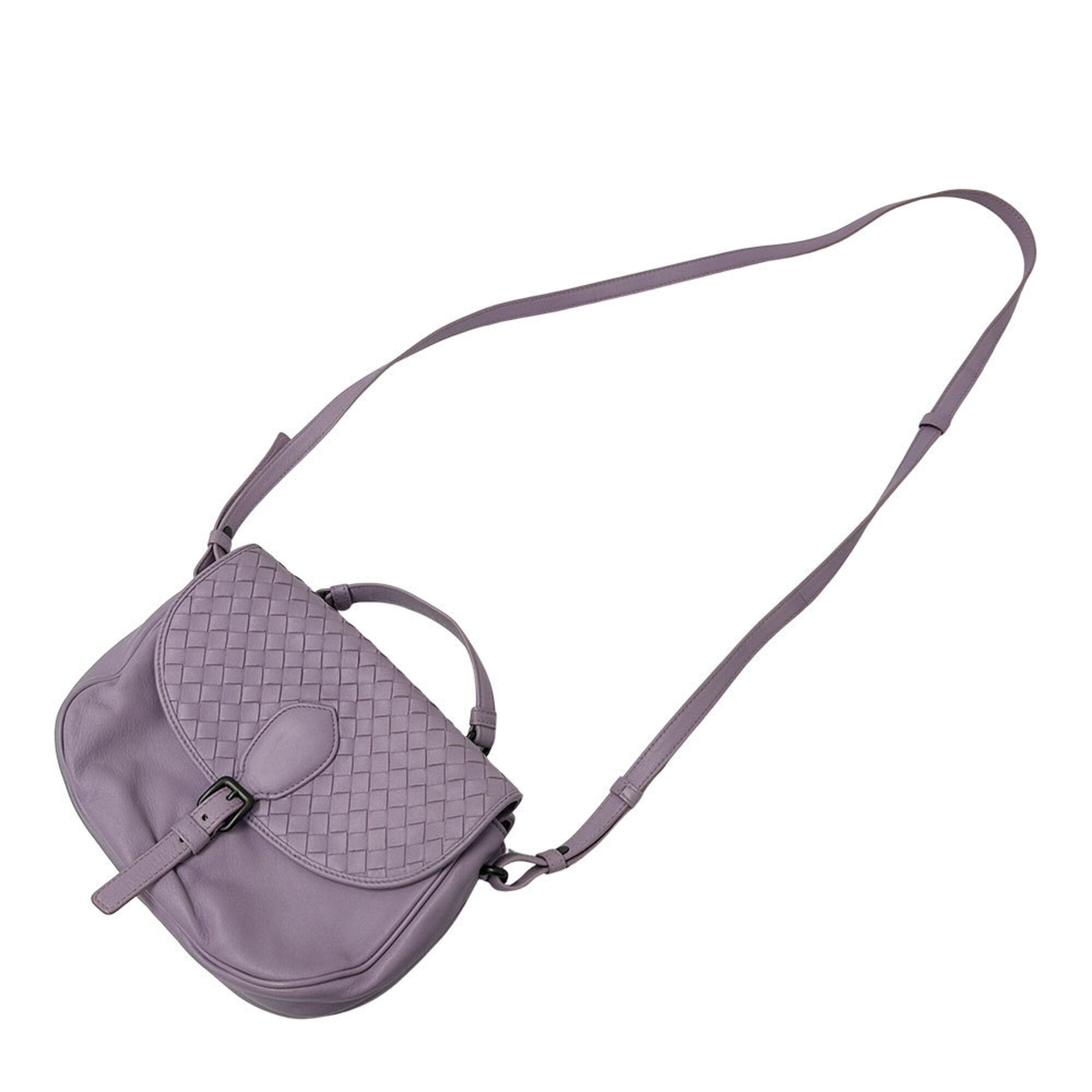 Bottega Veneta Purple Canvas Handbag Shoulder Bag (Pre-Owned)