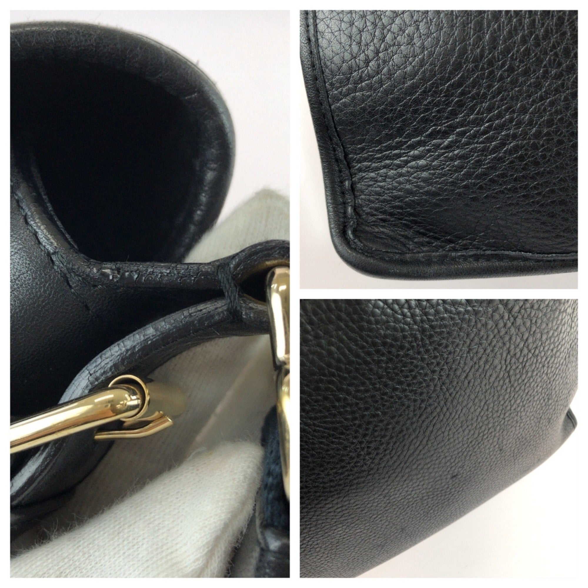 Yves Saint Laurent Black Navy Leather Messenger Bag Shoulder Bag (Pre-Owned)