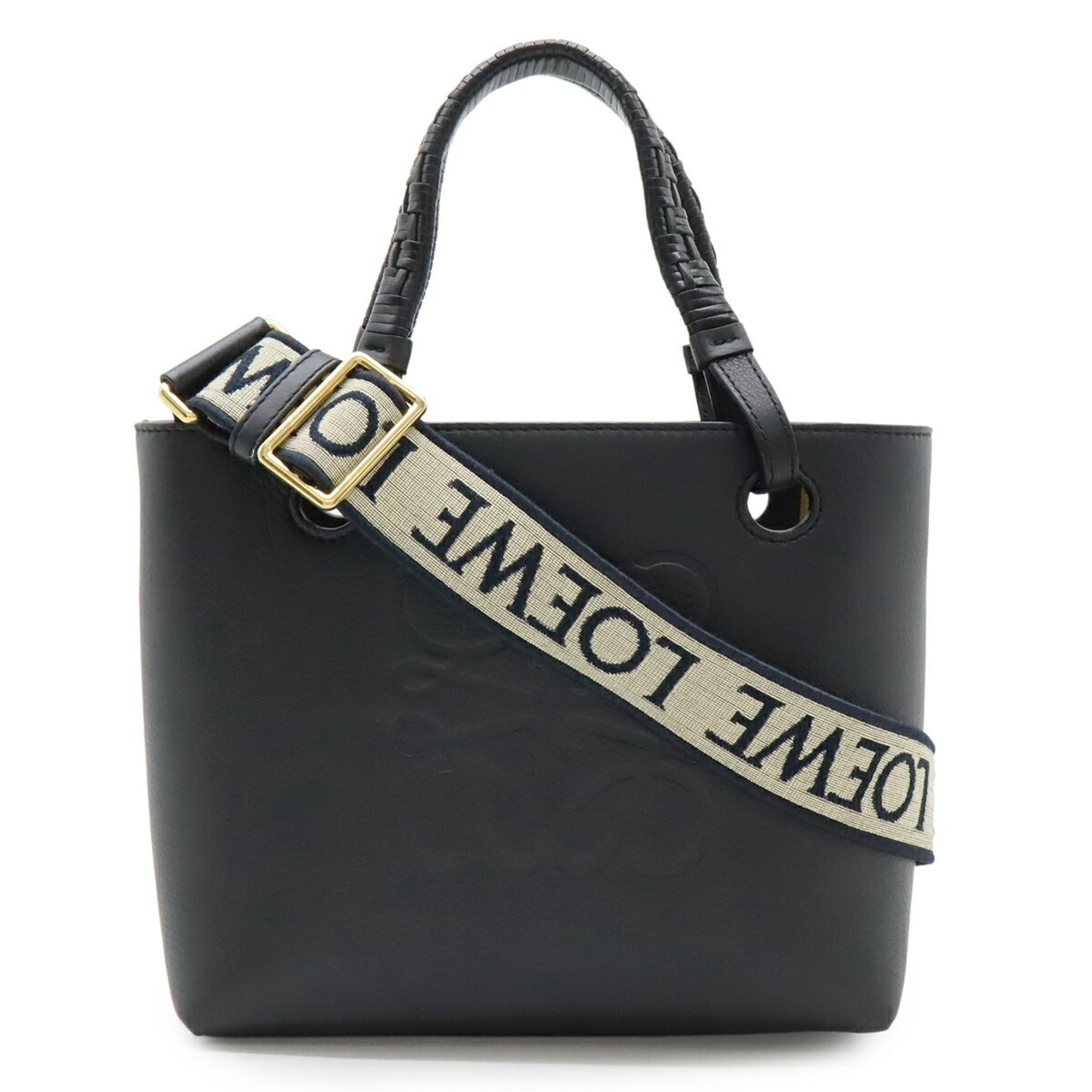 Loewe Black Leather Handbag Shoulder Bag Tote Bag (Pre-Owned)