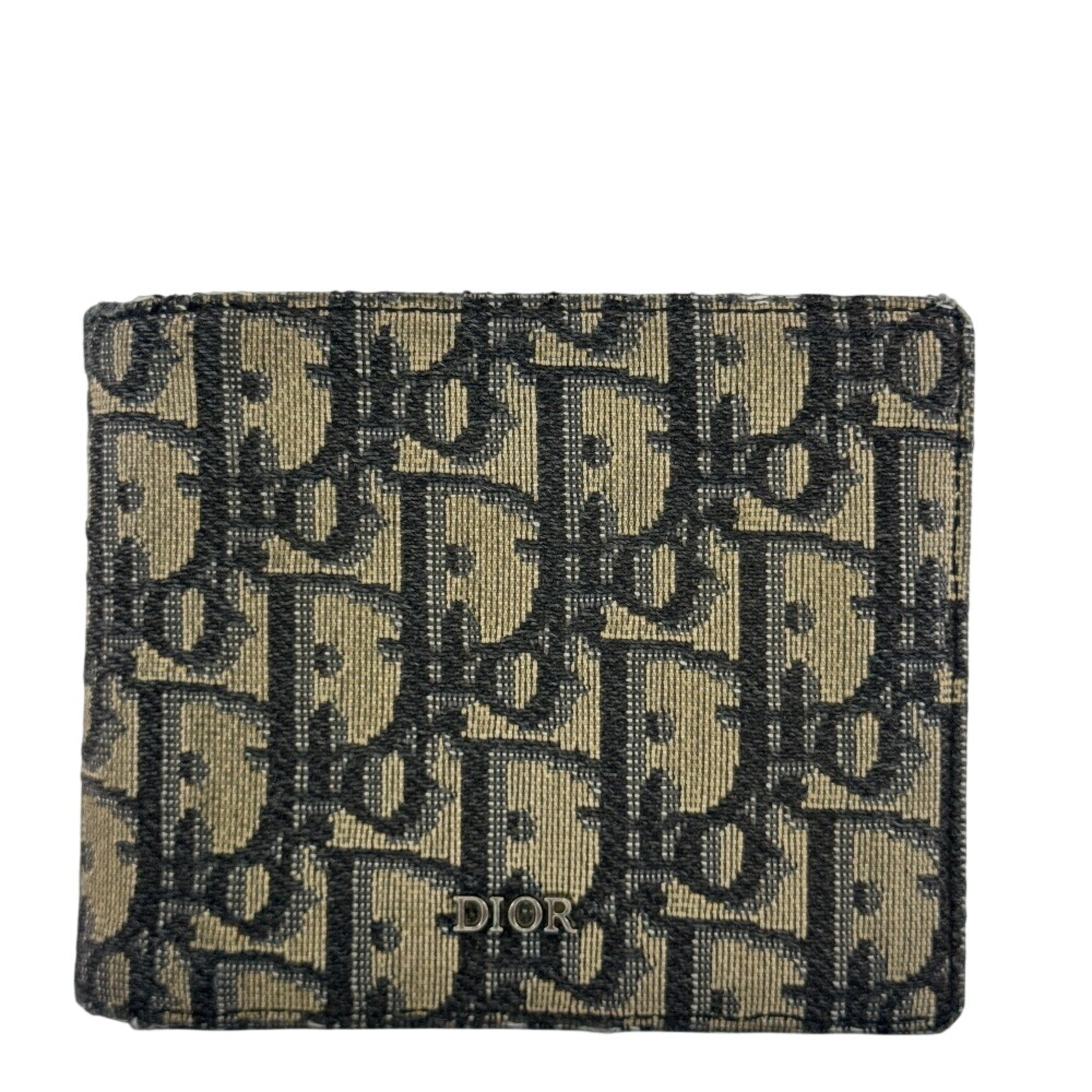 Christian Dior Beige Black Leather Wallet (Bi-Fold) (Pre-Owned)