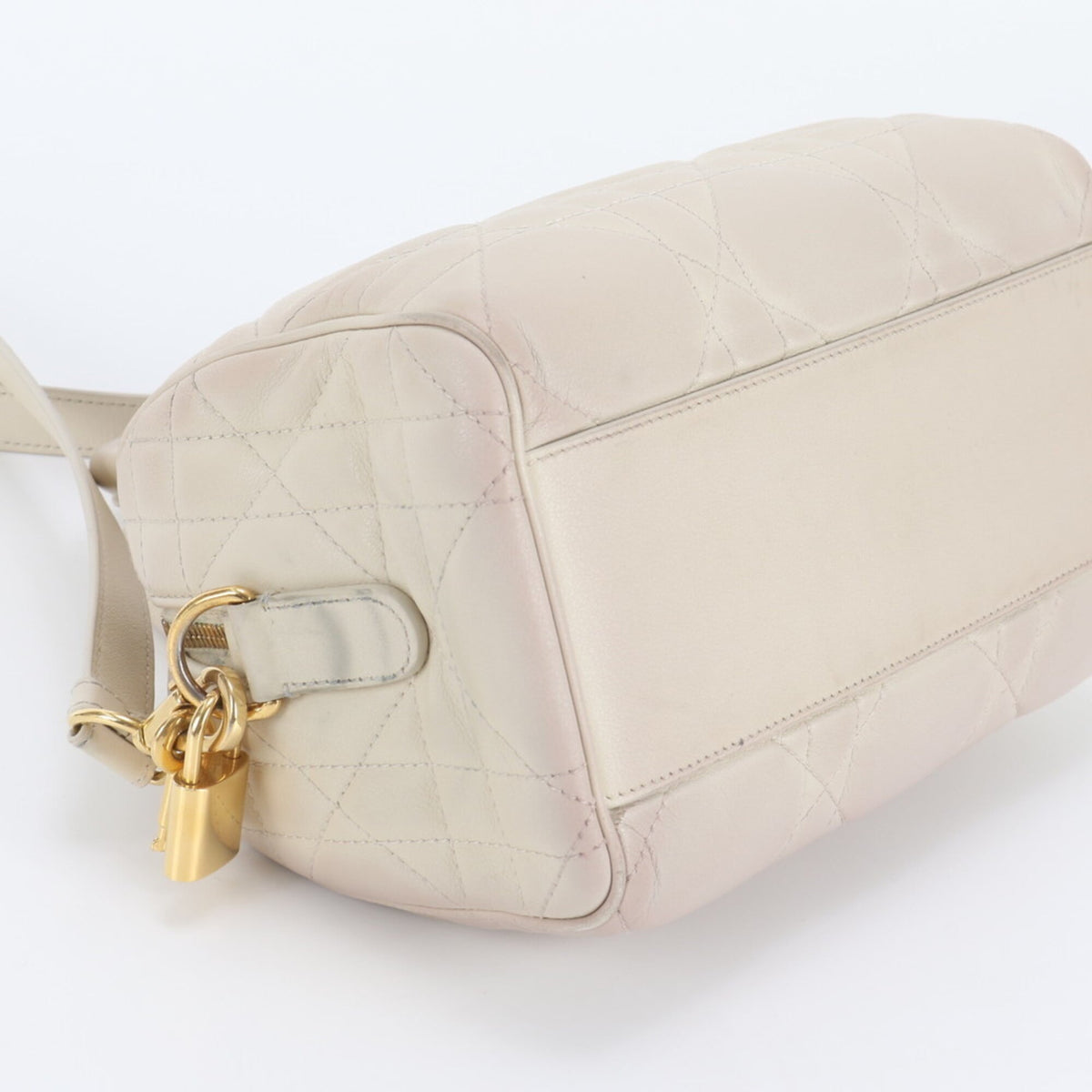 Christian Dior Cream Leather Boston Bag Shoulder Bag (Pre-Owned)