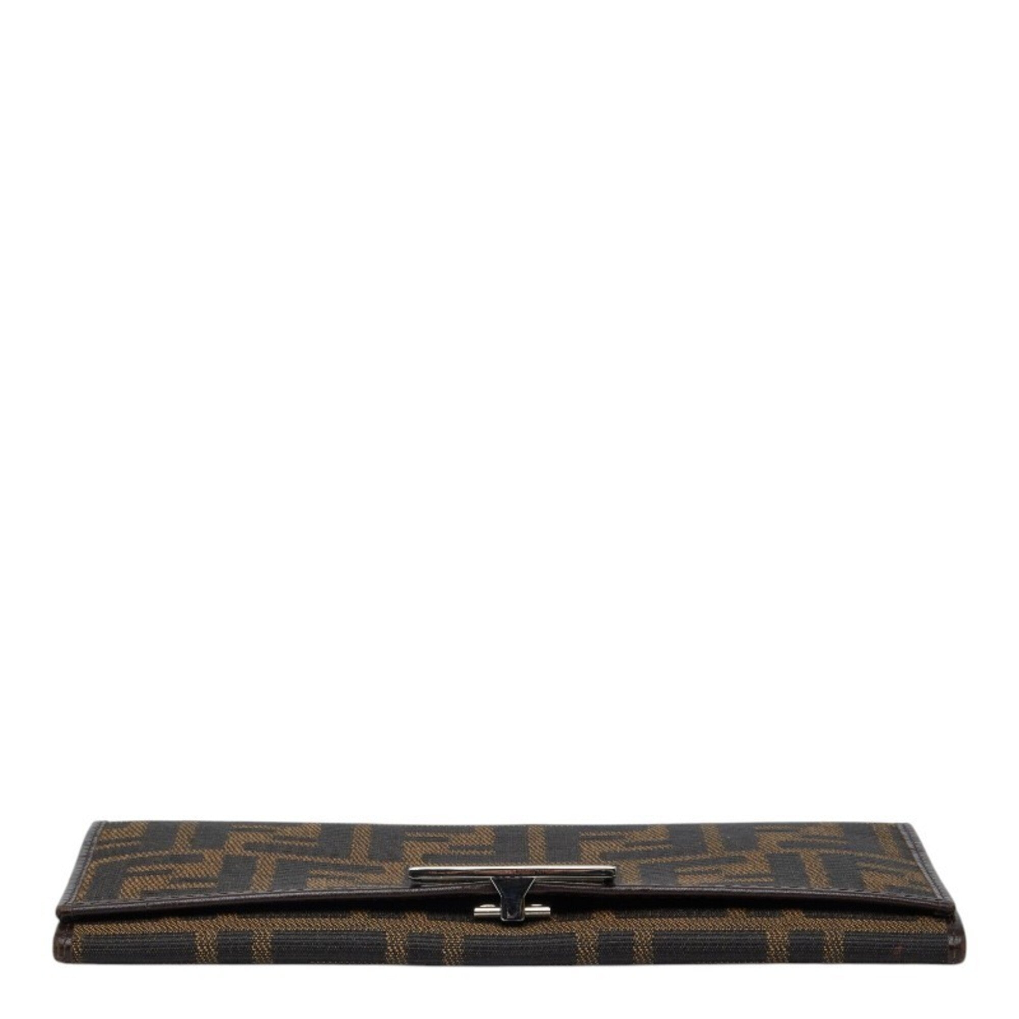 Fendi Zucca Brown Canvas Leather Long Wallet (Bi-Fold) (Pre-Owned)