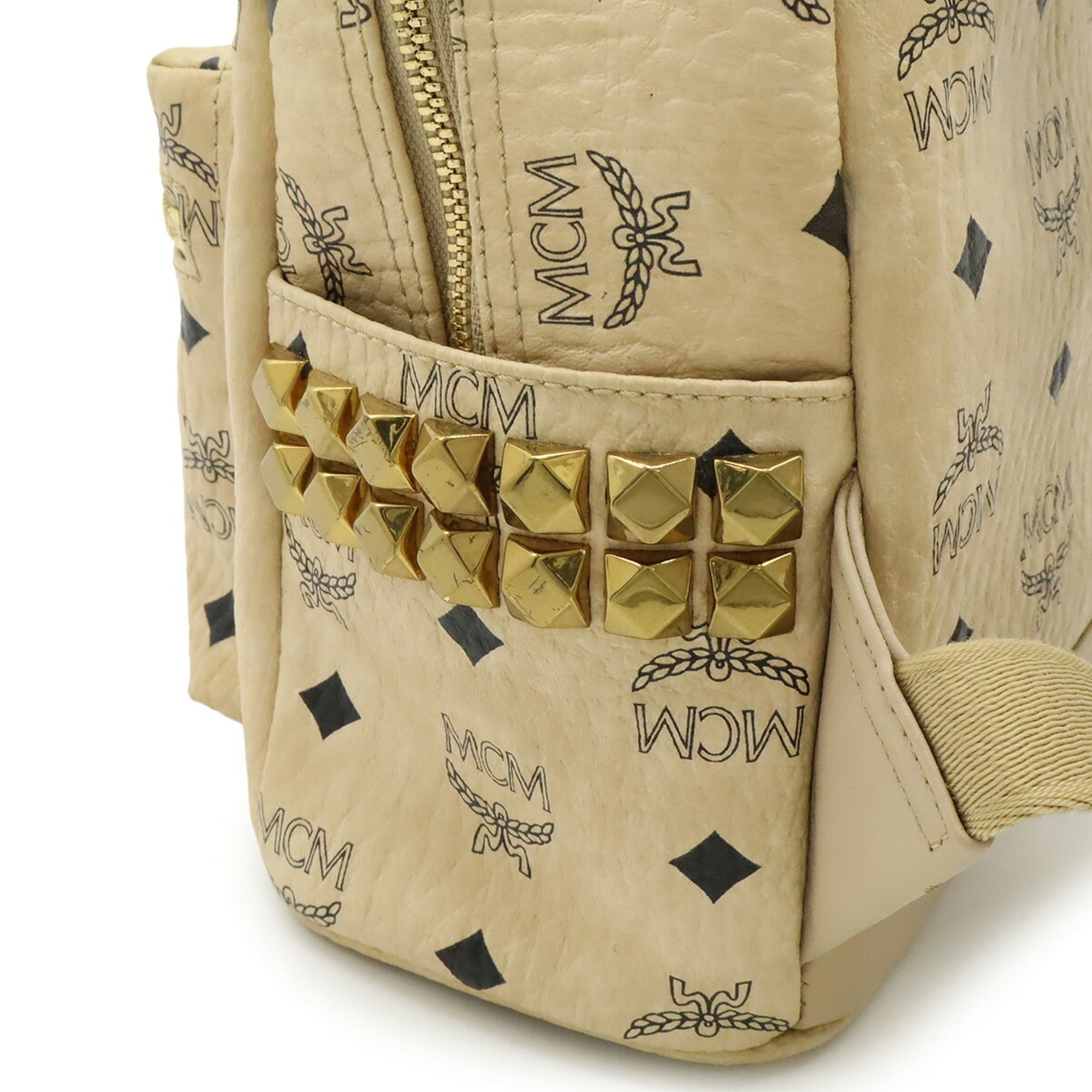 Mcm Visetos Beige Coated Canvas Leather Backpack (Pre-Owned)