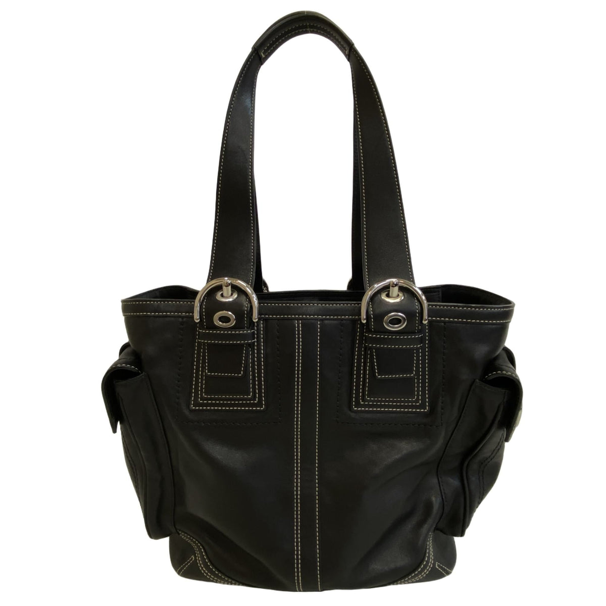 Coach Black Leather Handbag Tote Bag (Pre-Owned)
