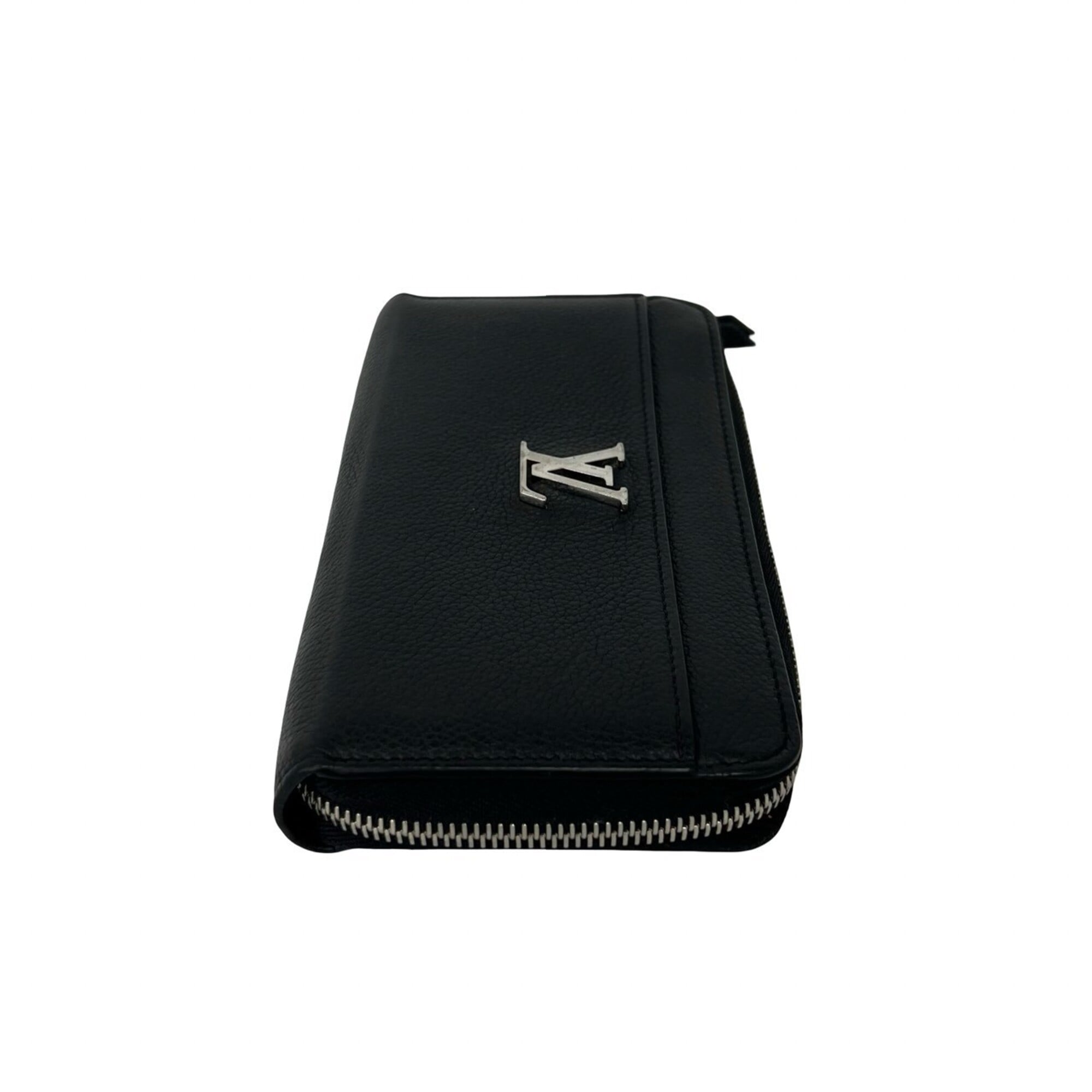 Louis Vuitton Black Leather Long Wallet (Bi-Fold) (Pre-Owned)