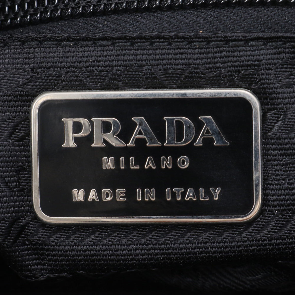 Prada Black White Leather Canvas Handbag Tote Bag (Pre-Owned)