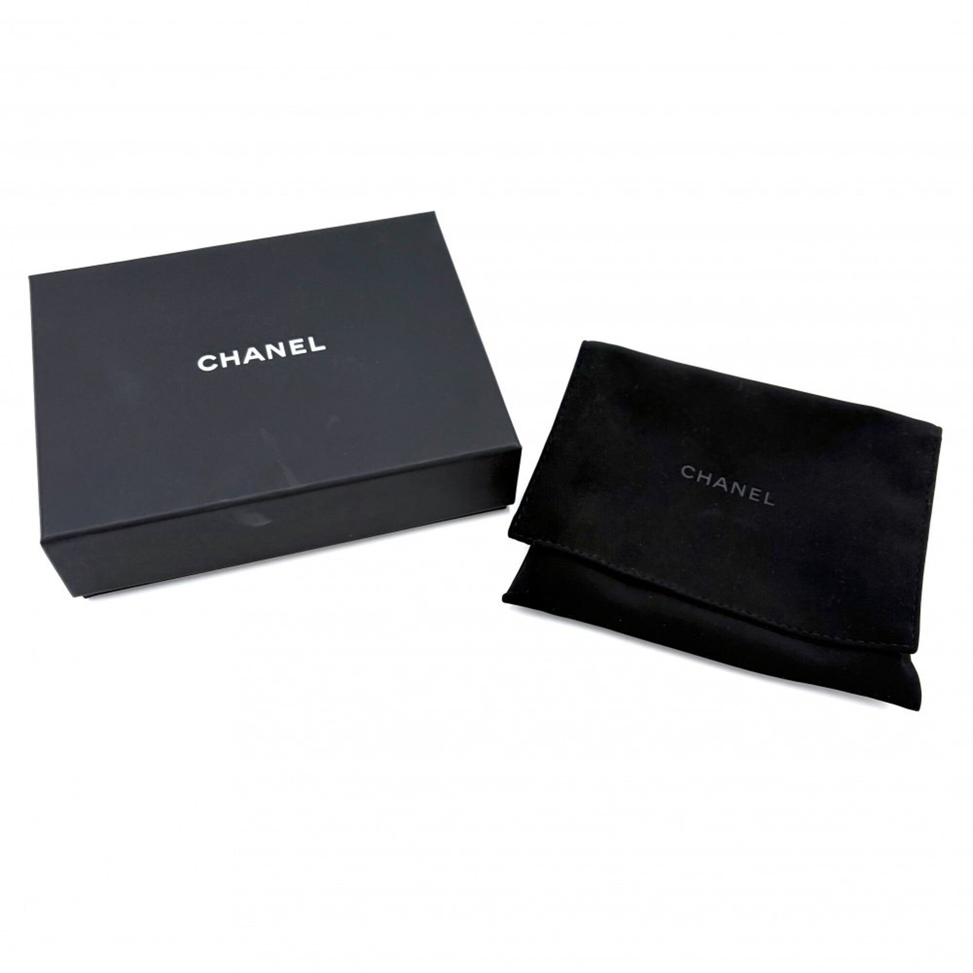 Chanel Black Rhinestone Leather Artificial Pearl Wallet (Tri-Fold) (Pre-Owned)