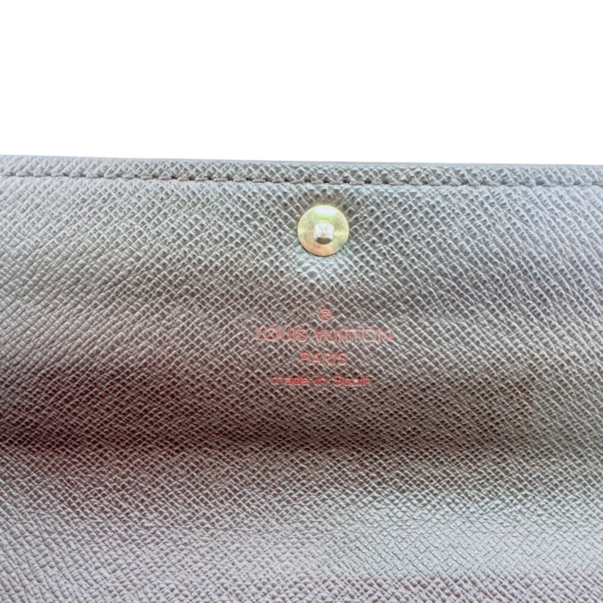 Louis Vuitton Brown Leather Long Wallet (Tri-Fold) (Pre-Owned)