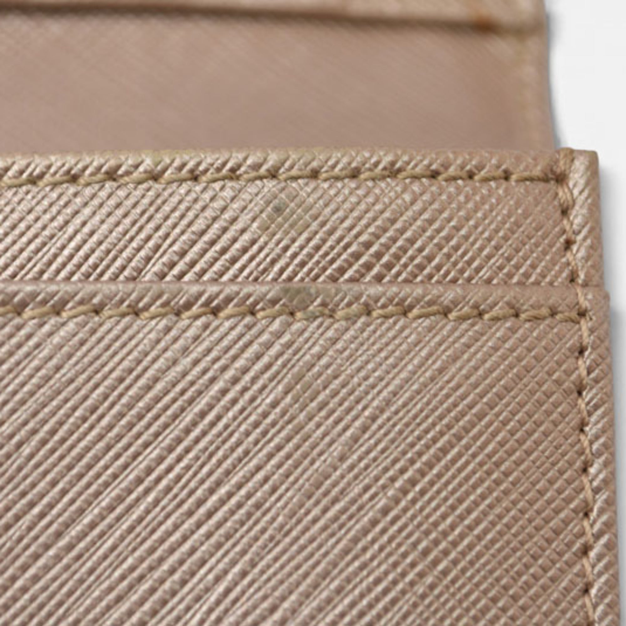Salvatore Ferragamo Gancini Metallic Beige Leather Long Wallet (Bi-Fold) (Pre-Owned)