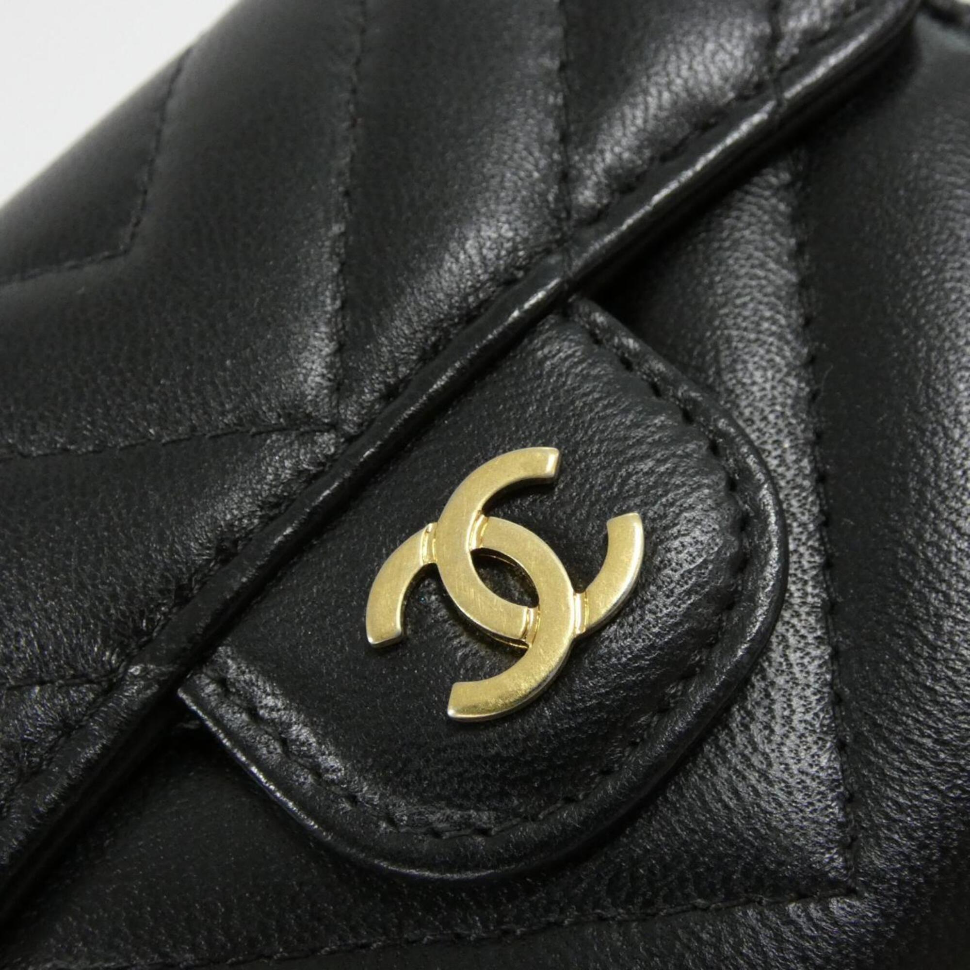 Chanel Black Leather Coin Purse/Coin Case (Pre-Owned)