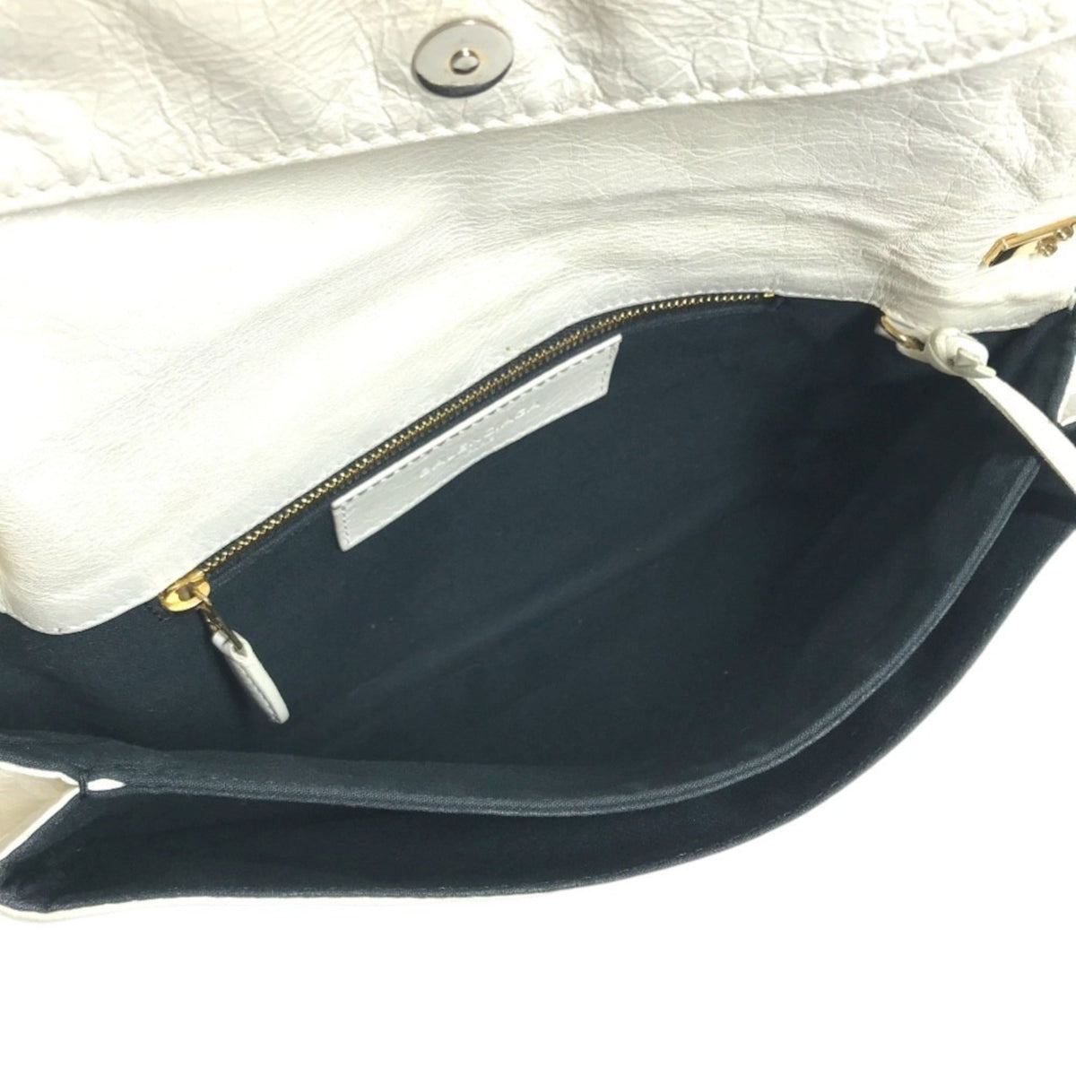 Balenciaga Gold White Leather Clutch Bag Handbag Pouch (Pre-Owned)