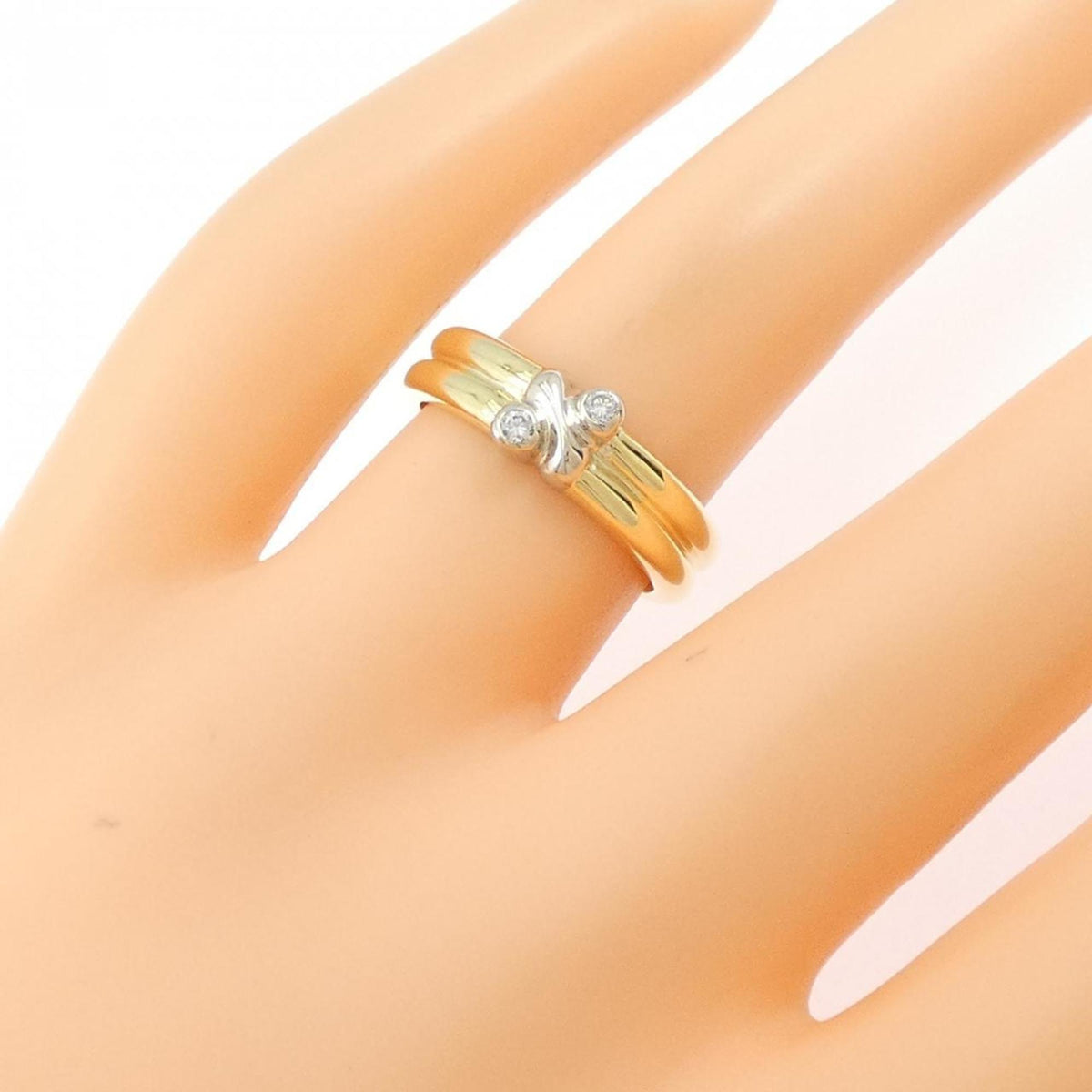Tiffany White Gold Yellow Gold Yellow Gold (18K) White Gold (18K) Band Ring (Pre-Owned)