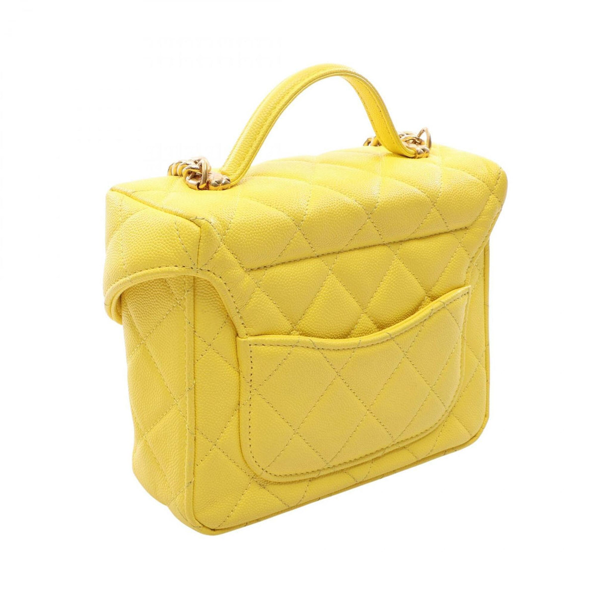 Chanel Matelasse Yellow Grained Calfskin Handbag Shoulder Bag Vanity Bag (Pre-Owned)