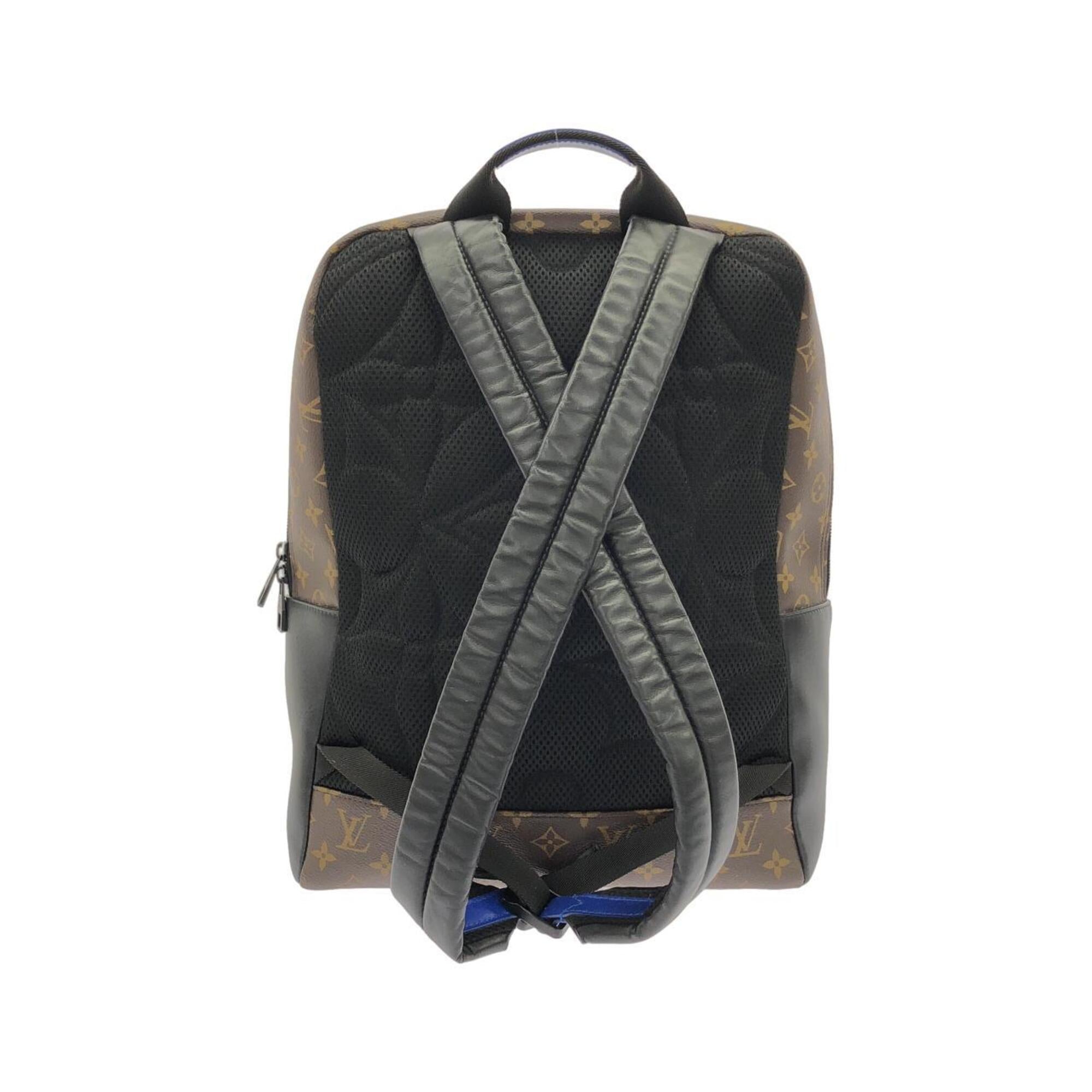 Louis Vuitton Monogram Macassar Blue Marron Coated Canvas Leather Backpack (Pre-Owned)