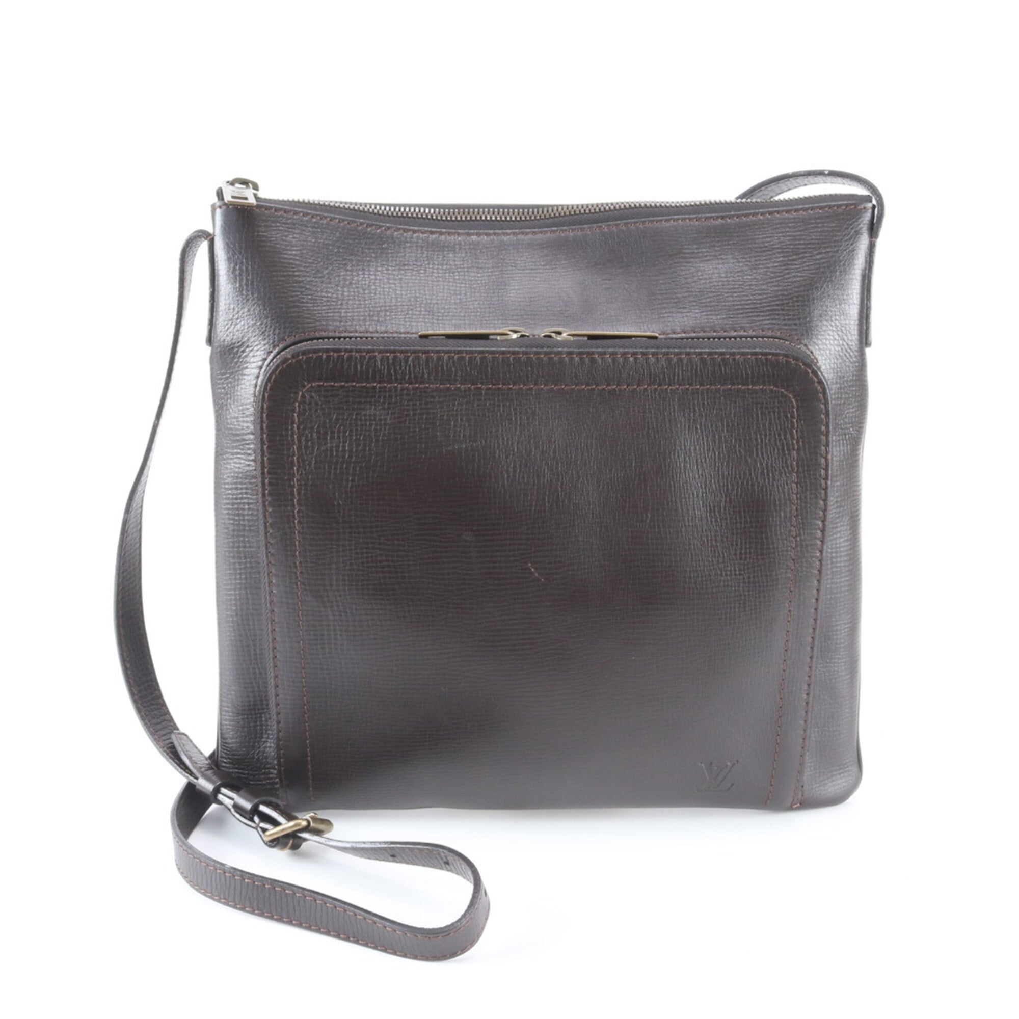 Louis Vuitton Coffee Leather Messenger Bag Shoulder Bag (Pre-Owned)
