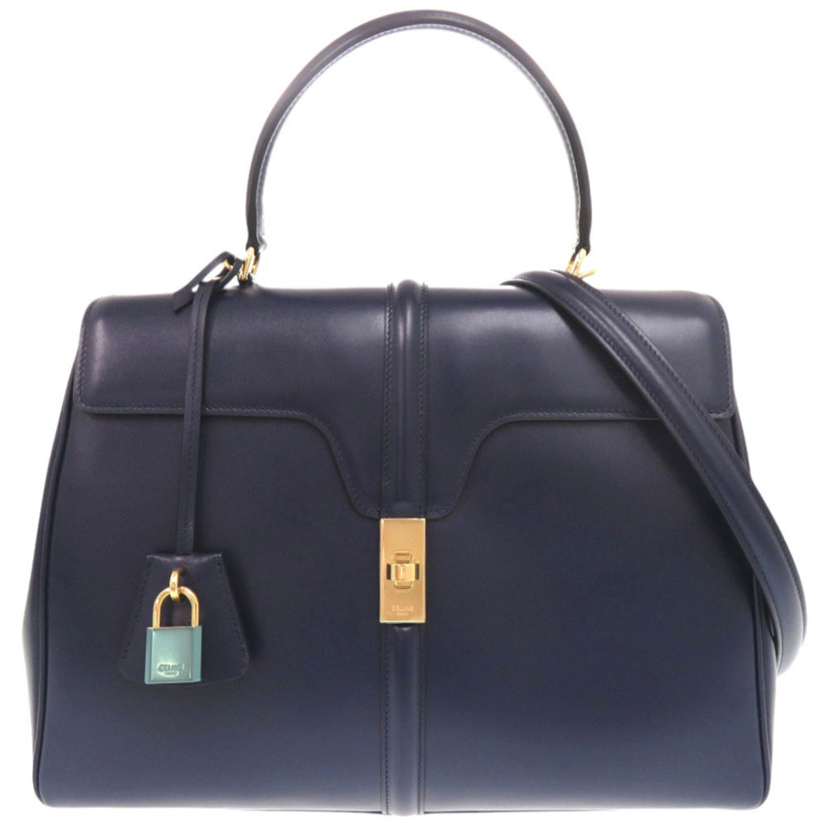 Celine Navy Leather Handbag Shoulder Bag (Pre-Owned)