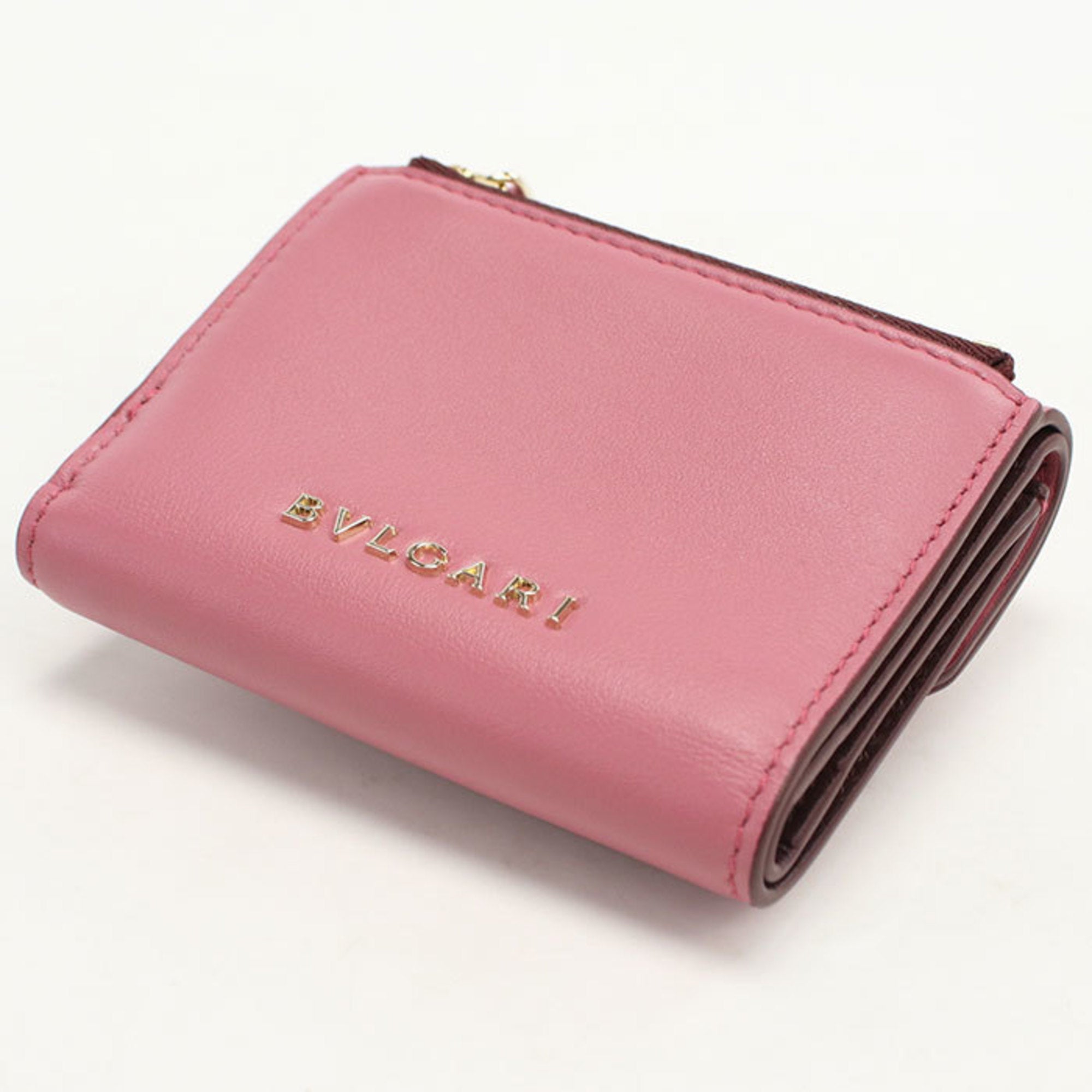 Bvlgari Pink Leather Wallet (Tri-Fold) (Pre-Owned)