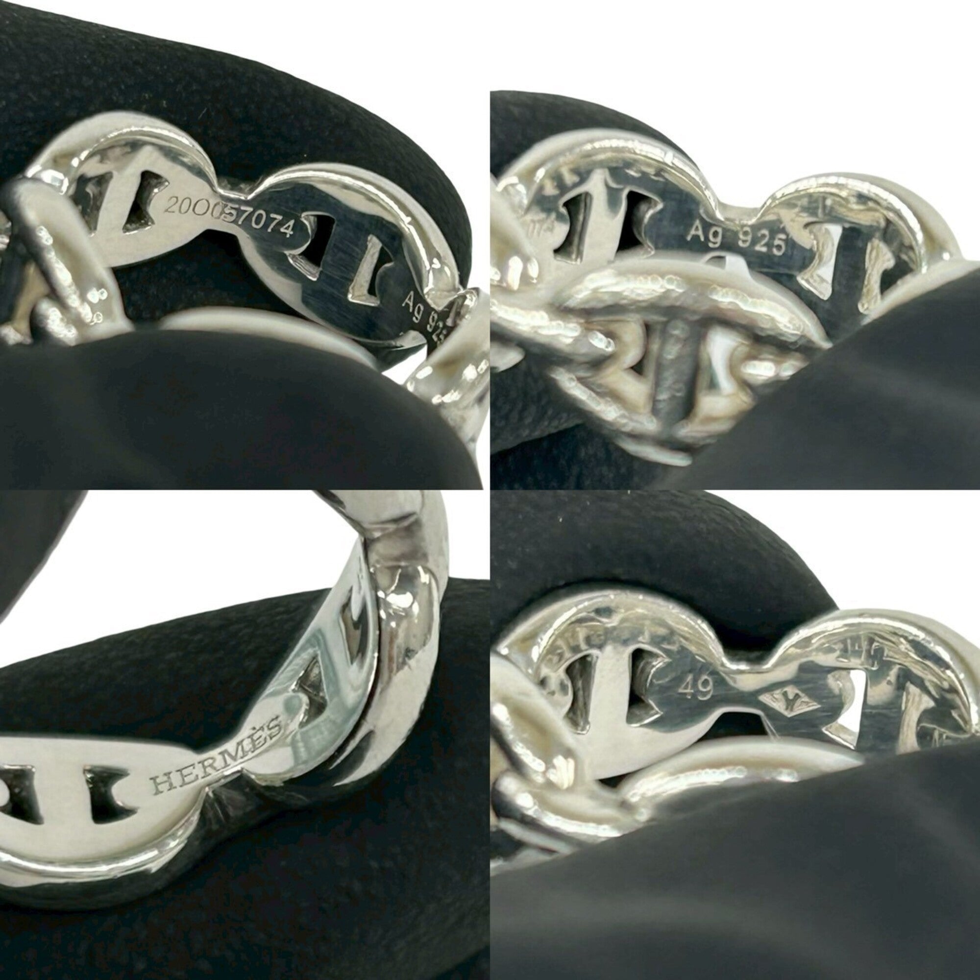Hermes Silver Silver 925 Band Ring (Pre-Owned)