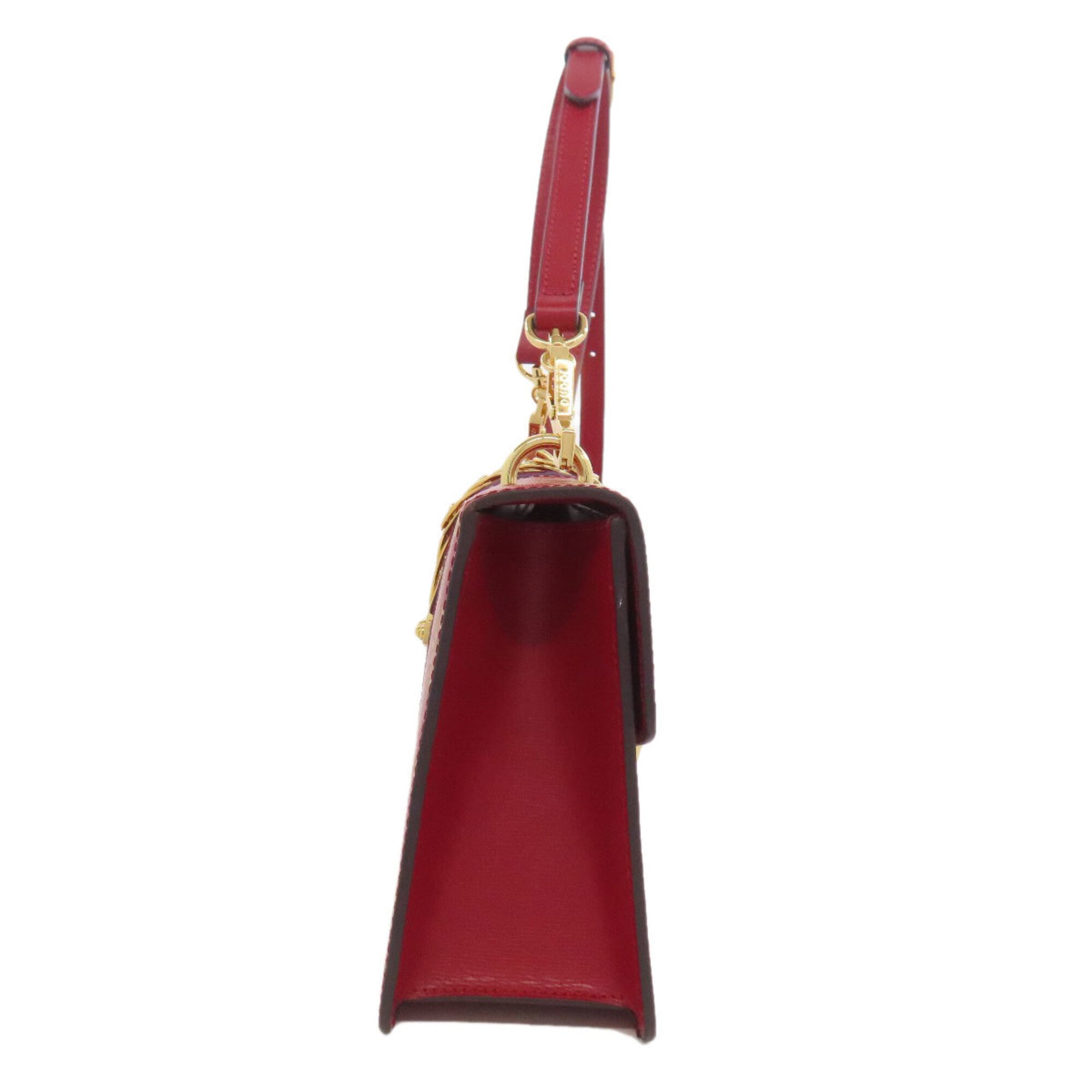 Gucci Red Color Leather Shoulder Bag (Pre-Owned)
