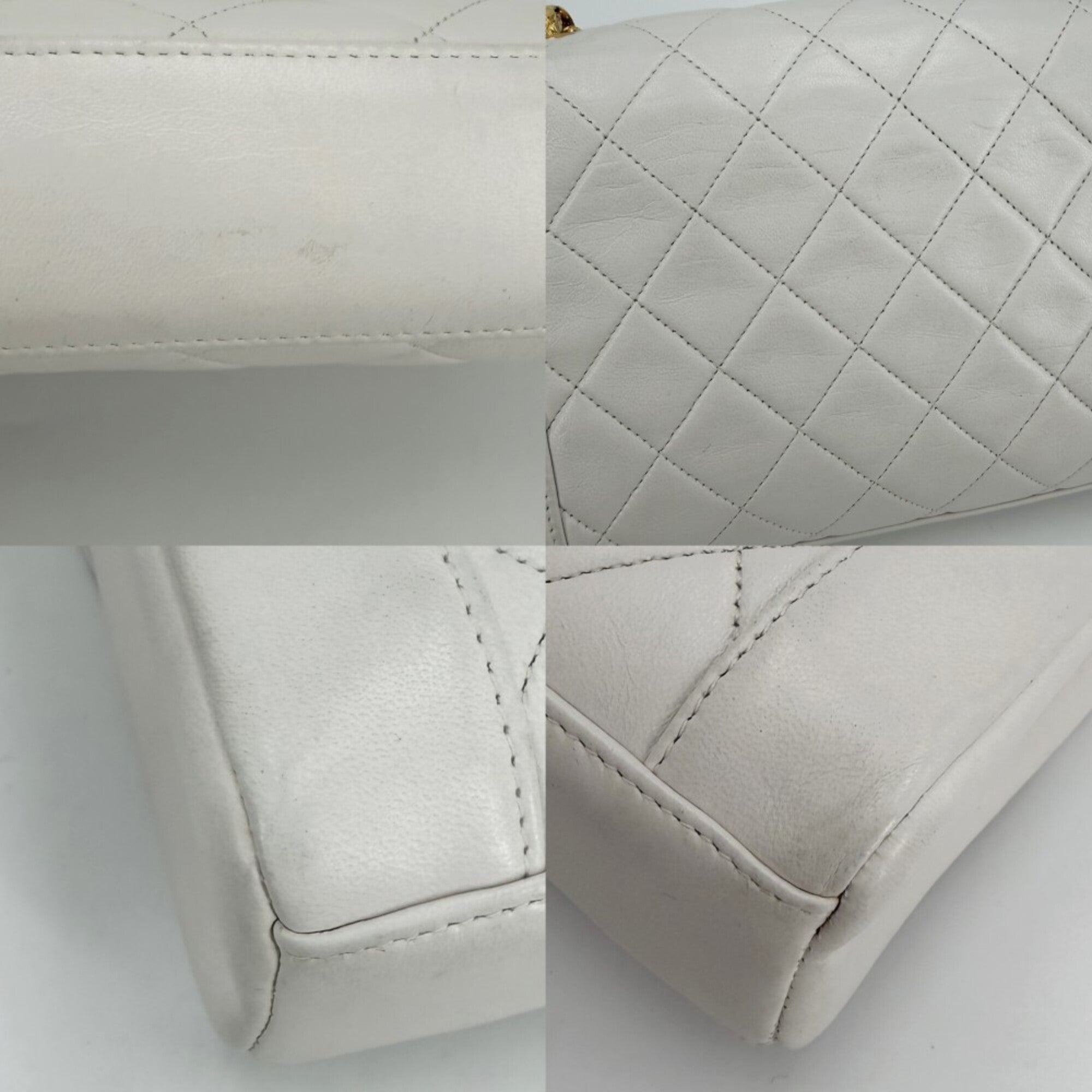 Chanel White Leather Shoulder Bag (Pre-Owned)
