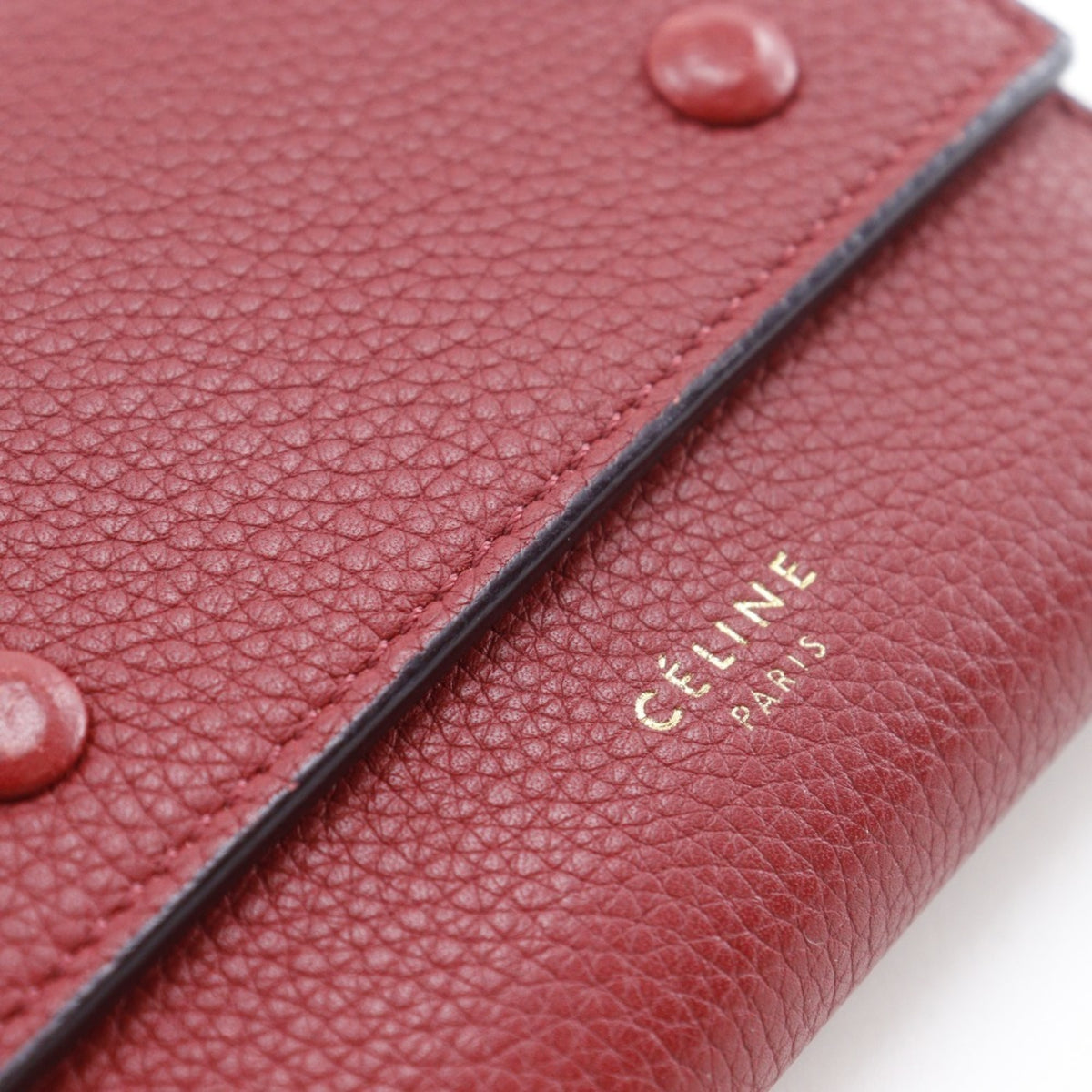 Celine Red Color Leather Wallet (Tri-Fold) (Pre-Owned)