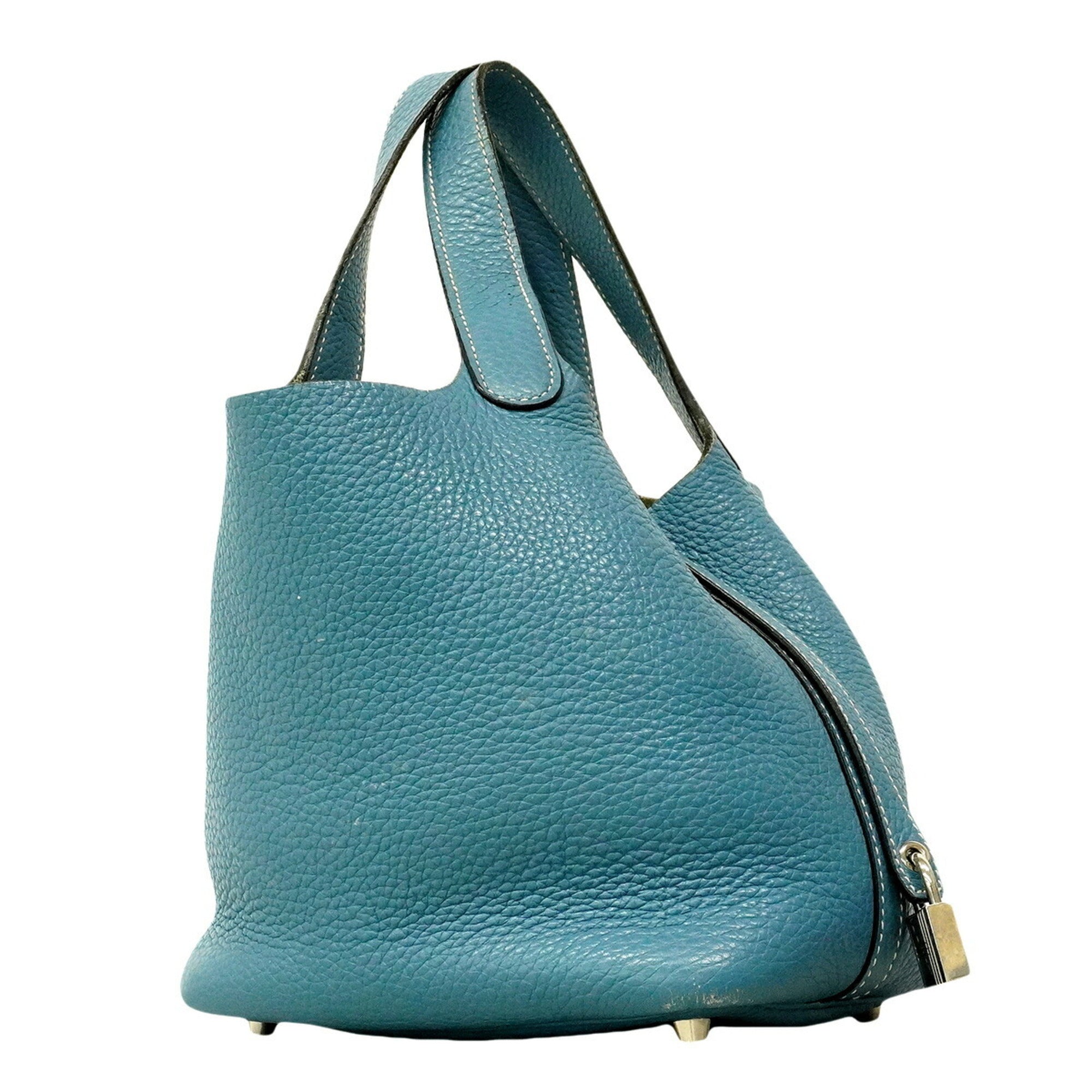 Hermes Blue Jean Taurillon Clemence Leather Handbag (Pre-Owned)
