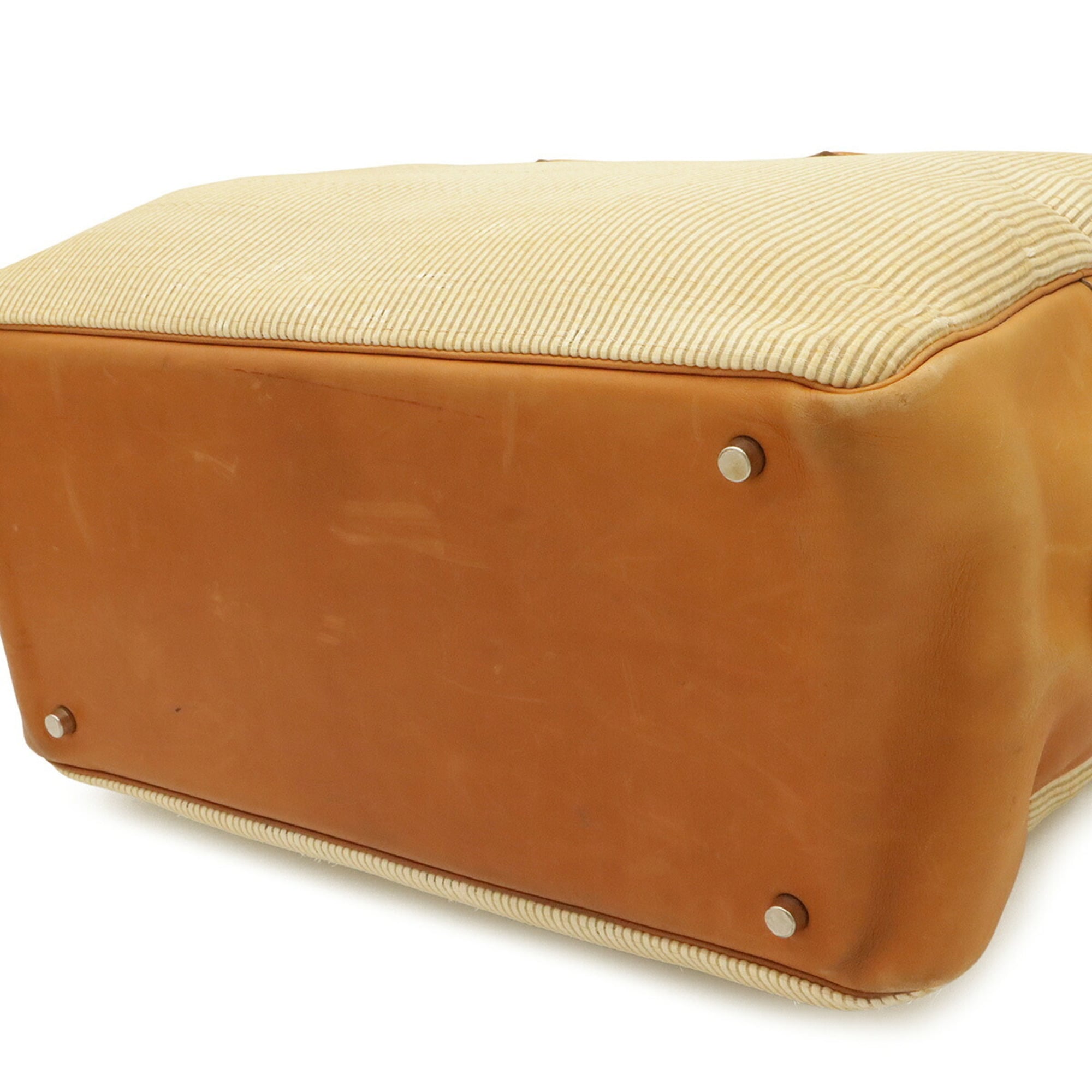 Hermes Light Brown Natural Crinoline Leather Boston Bag (Pre-Owned)