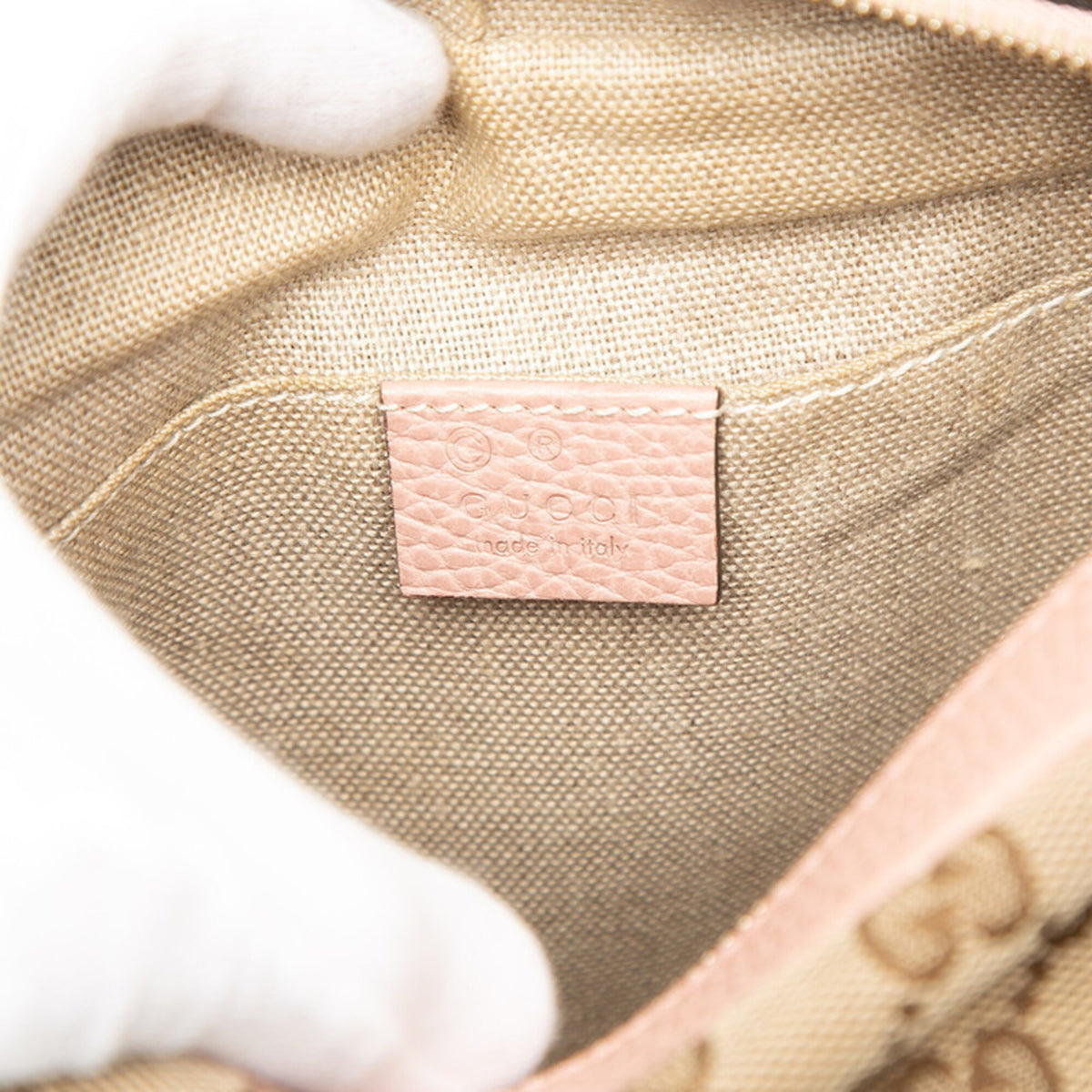 Gucci Gg Canvas Beige Pink Canvas Leather Shoulder Bag (Pre-Owned)