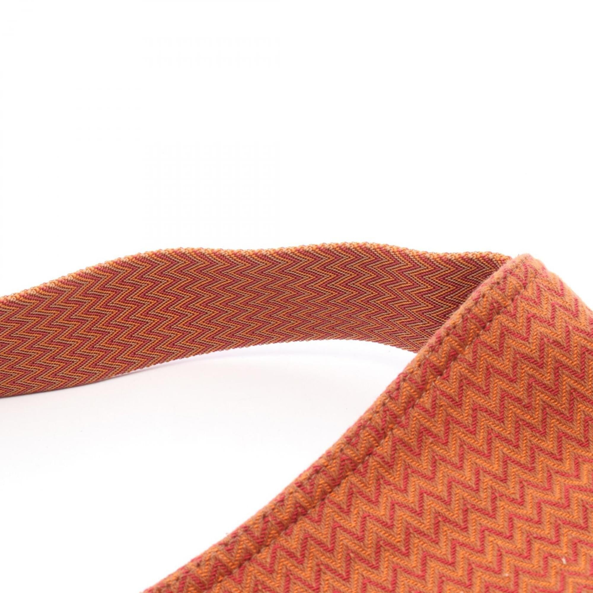 Hermes Brown Orange Red Color Canvas Handbag Shoulder Bag (Pre-Owned)