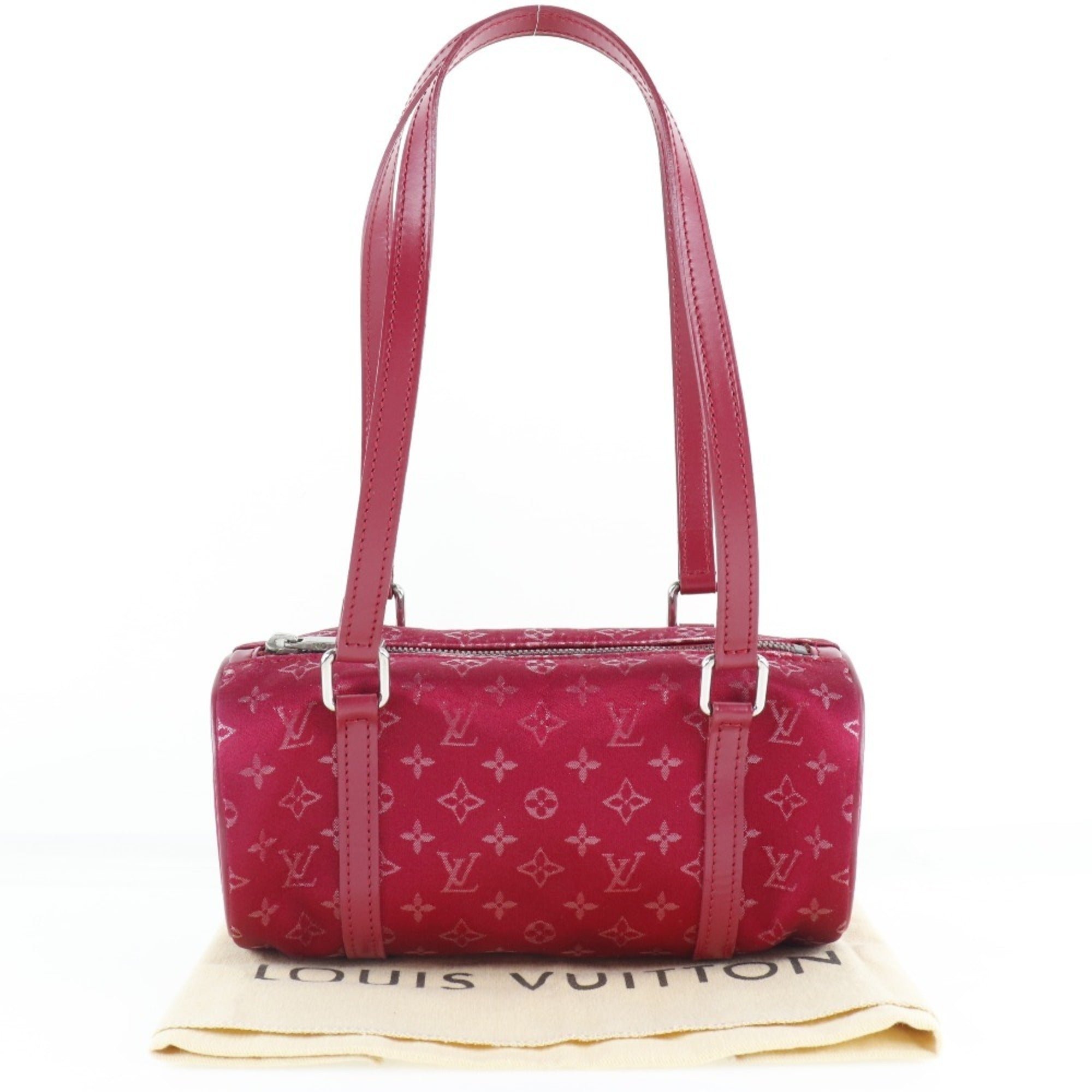 Louis Vuitton Red Color Monogram Satin Handbag (Pre-Owned)