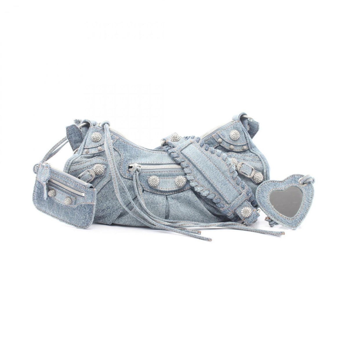 Balenciaga Blue Denim Handbag Pouch Shoulder Bag (Pre-Owned)