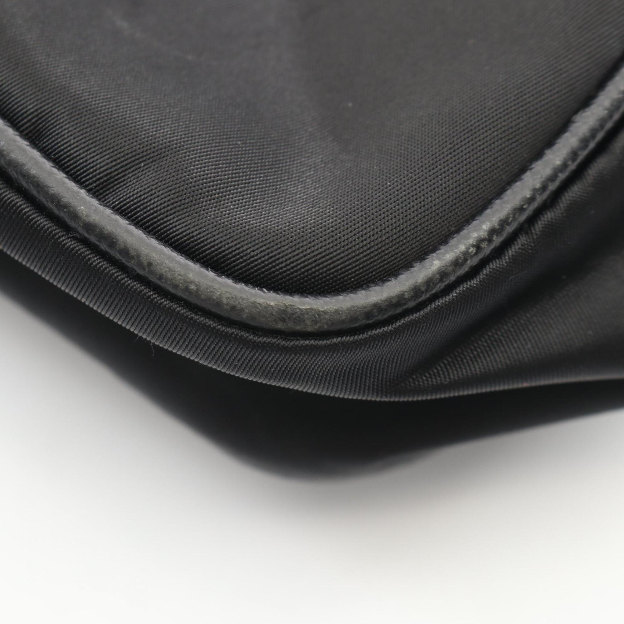 Prada Black Nylon Leather Handbag Shoulder Bag (Pre-Owned)