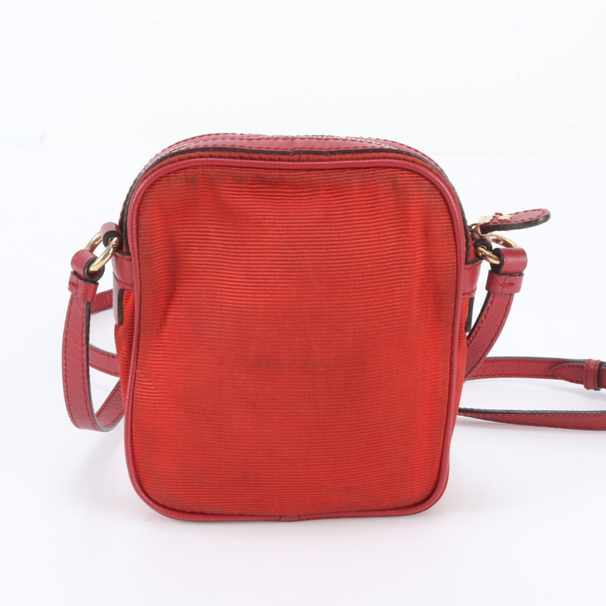 Salvatore Ferragamo Red Color Leather Canvas Crossbody Bag Shoulder Bag (Pre-Owned)