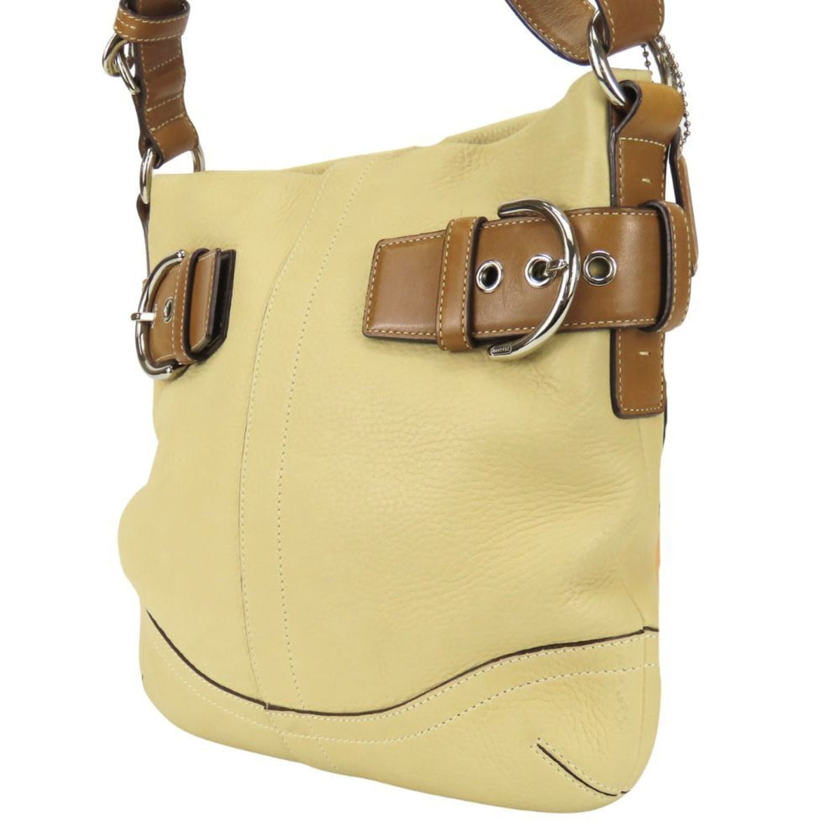 Coach Beige Brown Leather Shoulder Bag (Pre-Owned)